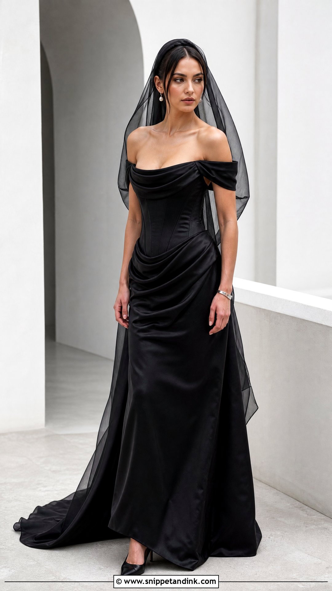 Vivienne Westwood Black Wedding Dress With Hooded Veil - Snippet and Ink - 20 Vivienne Westwood Black Wedding Dress Ideas