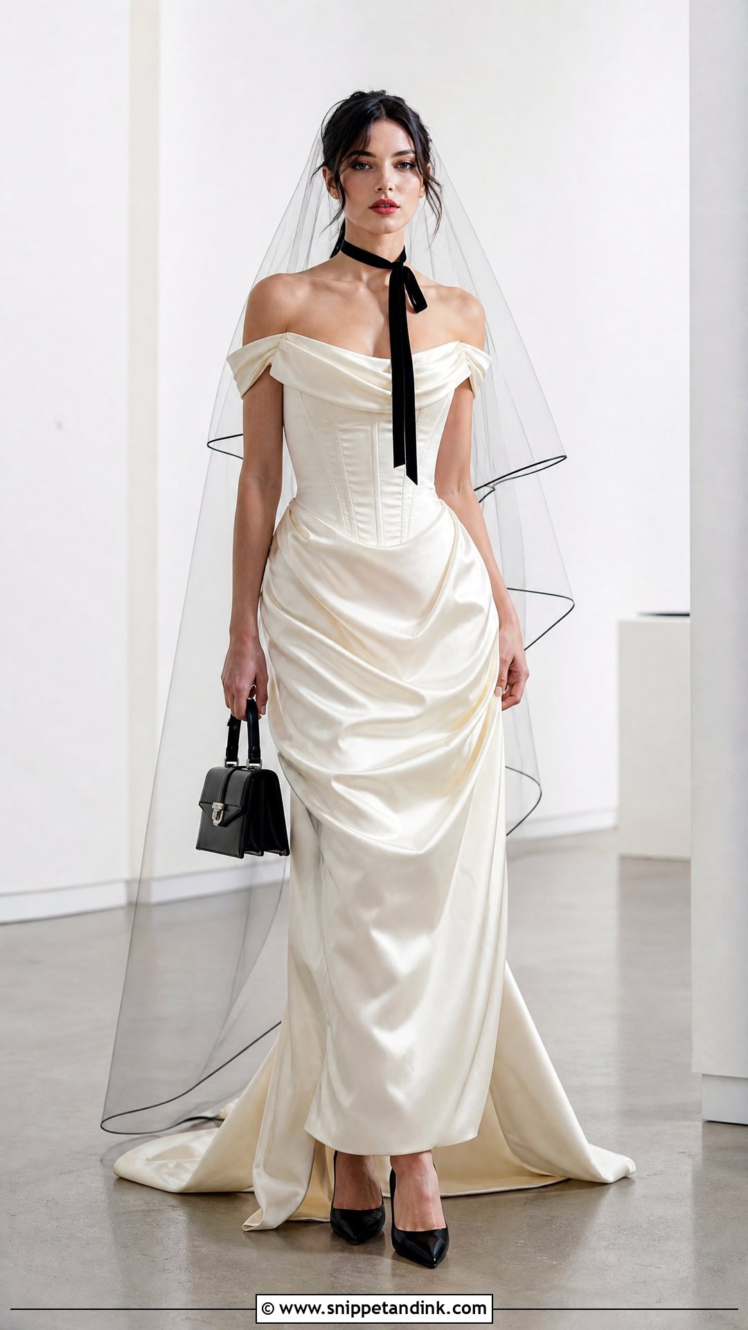 Vivienne Westwood Wedding Dress With Black Accessories - Snippet and Ink - 20 Vivviene Westwood Wedding Dress Ideas