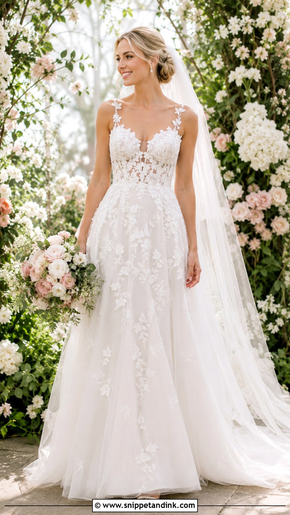 Vogue Floral Applique Wedding Dress - Snippet and Ink - 30 Vogue Wedding Dresses