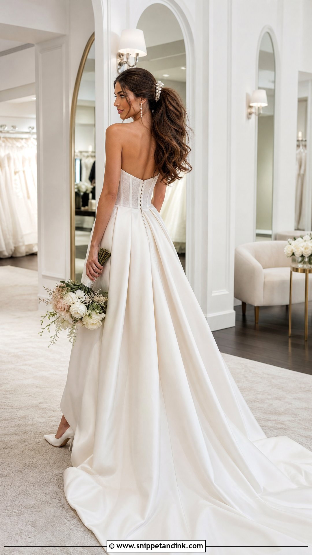 Voluminous Bridal Ponytail For Open Back Wedding Dress - Snippet and Ink - 20 Open Back Wedding Dress Hairstyles