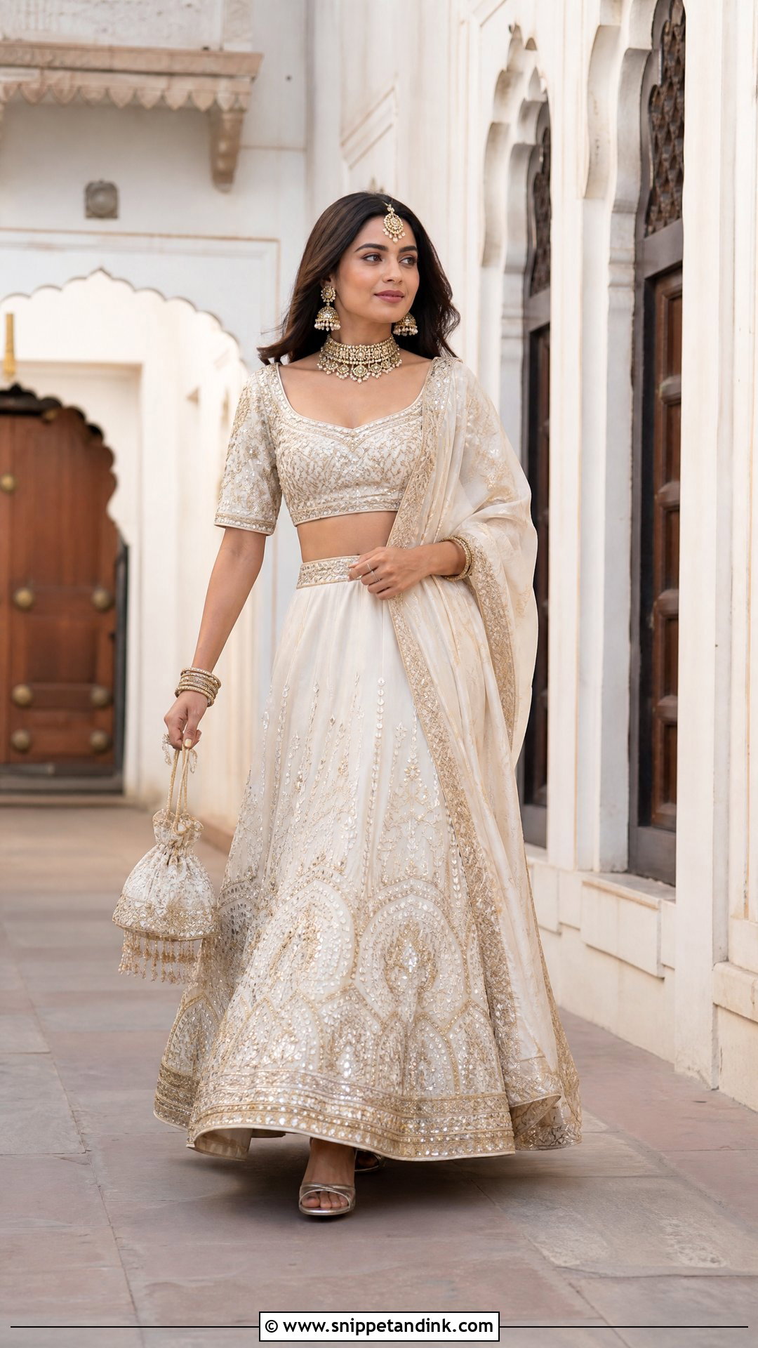 Walking Lengha Pose - Snippet and Ink - 25 Aesthetic Lengha Poses Ideas