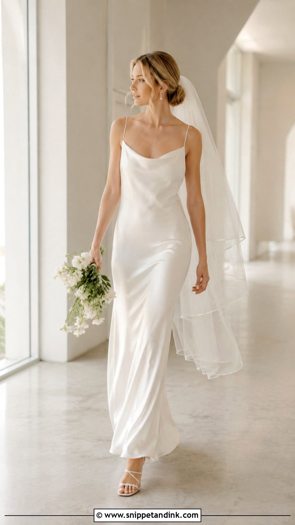 Waltz Length Double Veil With Slip Dress - Snippet and Ink - 20 Double Veil Ideas