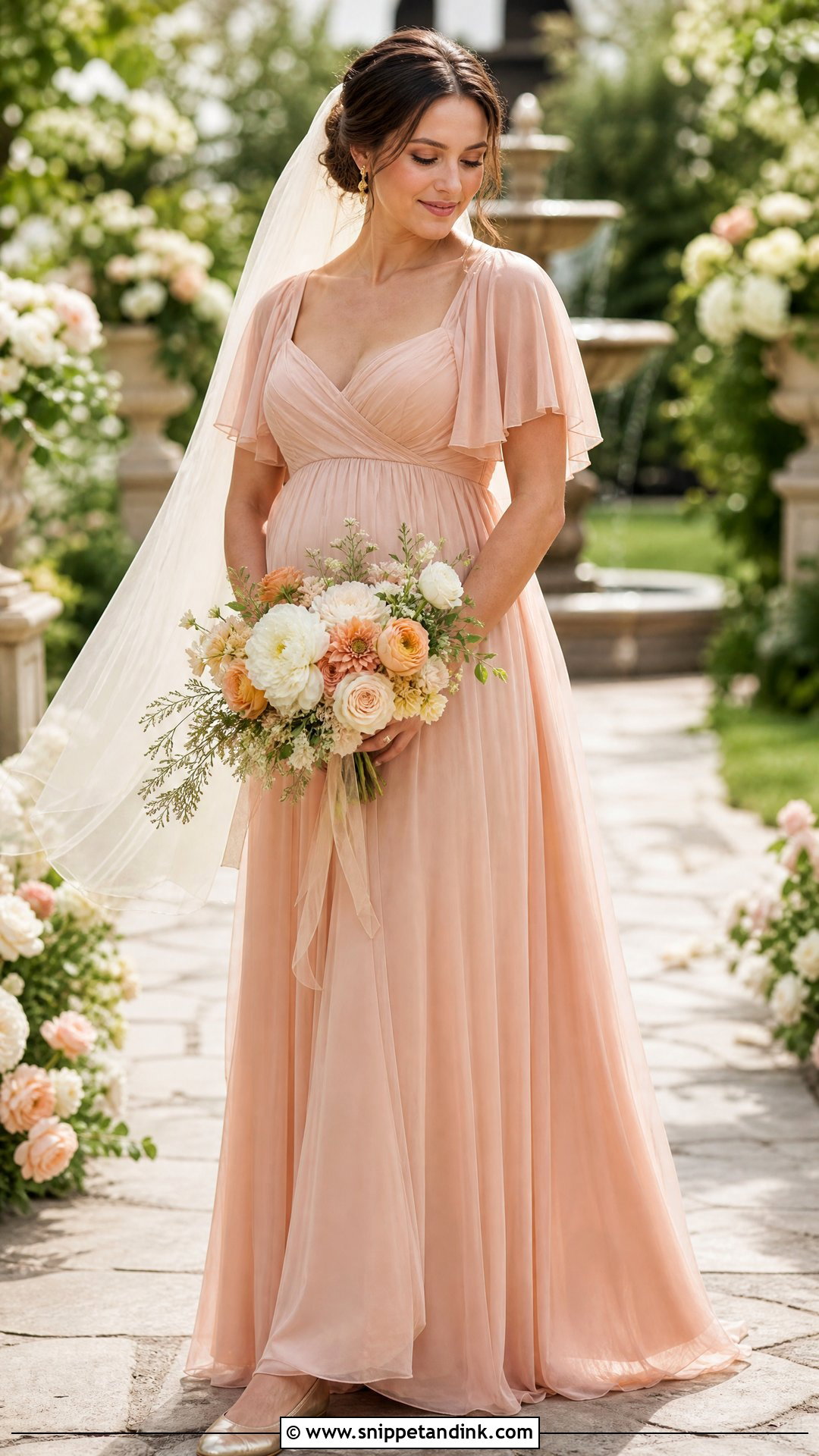 Warm Blush Empire Waist Soft Autumn Wedding Dress - Snippet and Ink - 20 Soft Autumn Wedding Dress Ideas