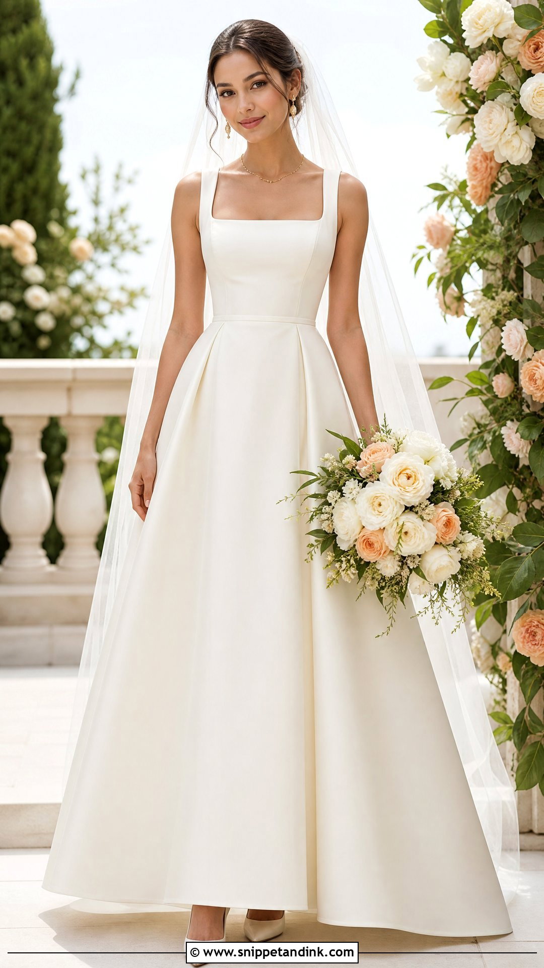 Warm Ivory Square Neck Soft Autumn Wedding Dress - Snippet and Ink - 20 Soft Autumn Wedding Dress Ideas