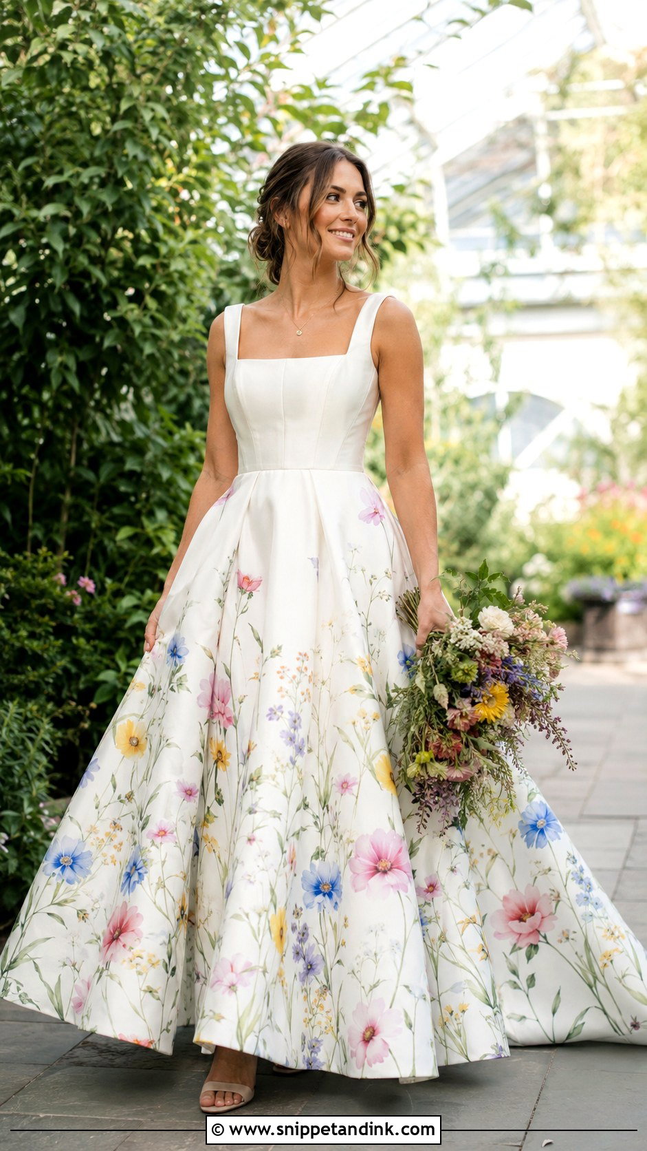 Watercolor Wildflower Ball Gown - Snippet and Ink - 20 Hand Painted Wedding Dress Ideas