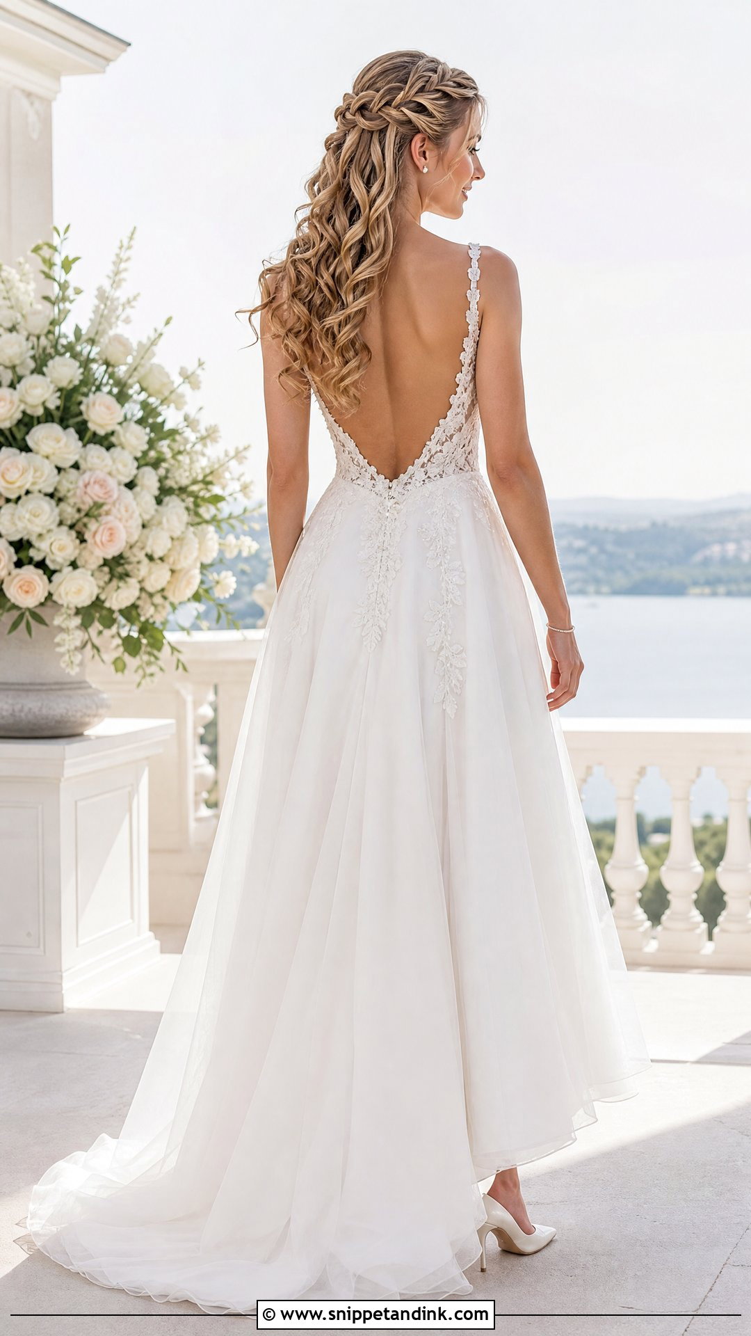 Waterfall Braid Hair Down Bridal Look - Snippet and Ink - 20 Hair Down Bridal Styles