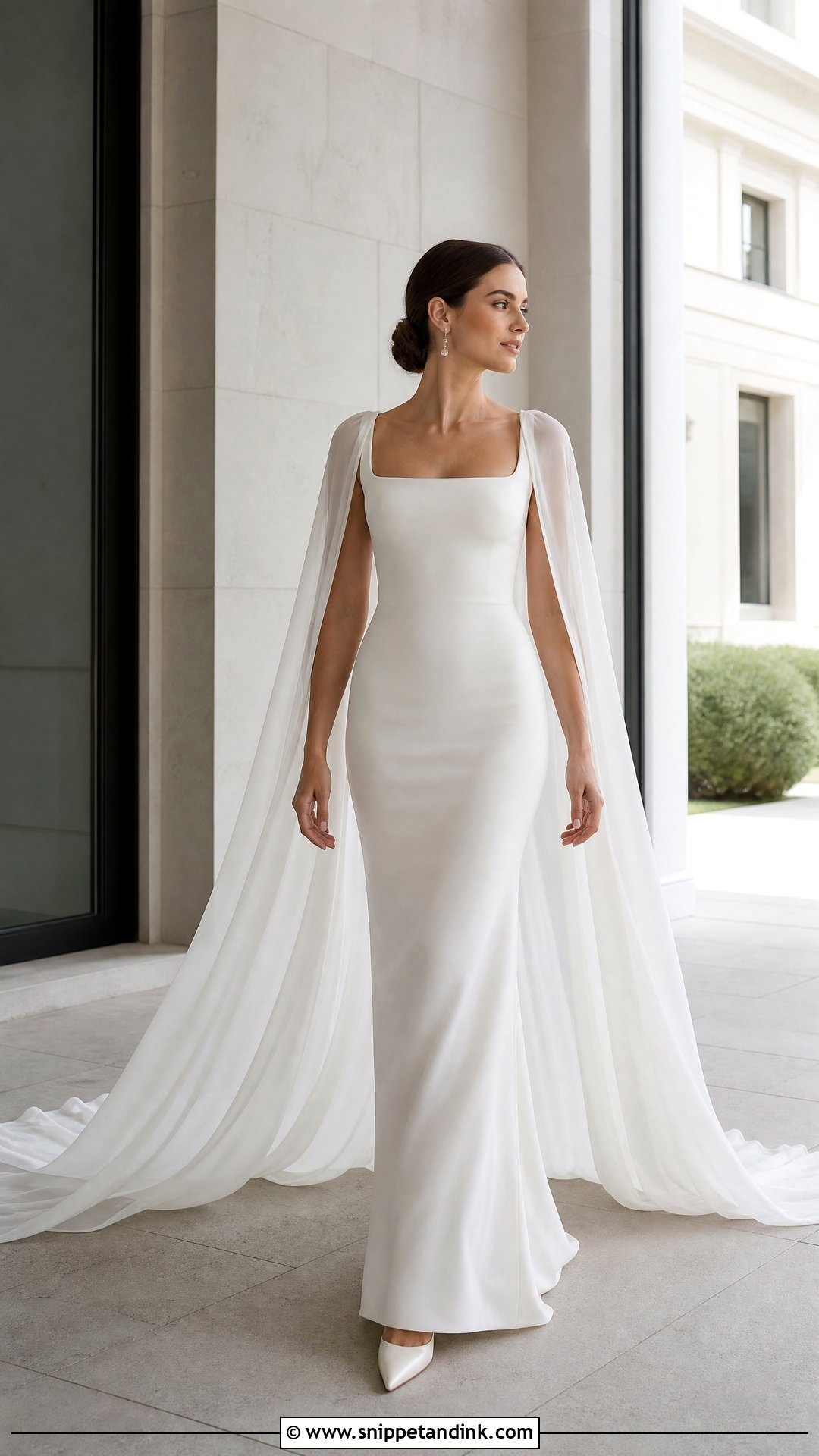 Watteau Train Wedding Dress With Square Neckline - Snippet and Ink - 25 Wedding Dress with Train Ideas
