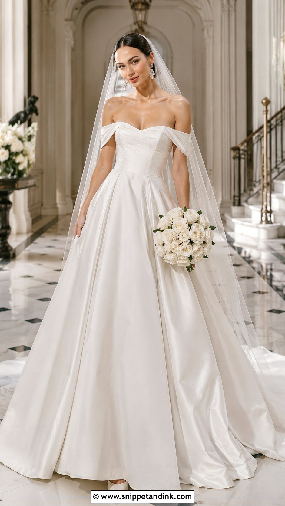 Watters Off The Shoulder Ball Gown - Snippet and Ink - 20 Watters Wedding Dress Ideas