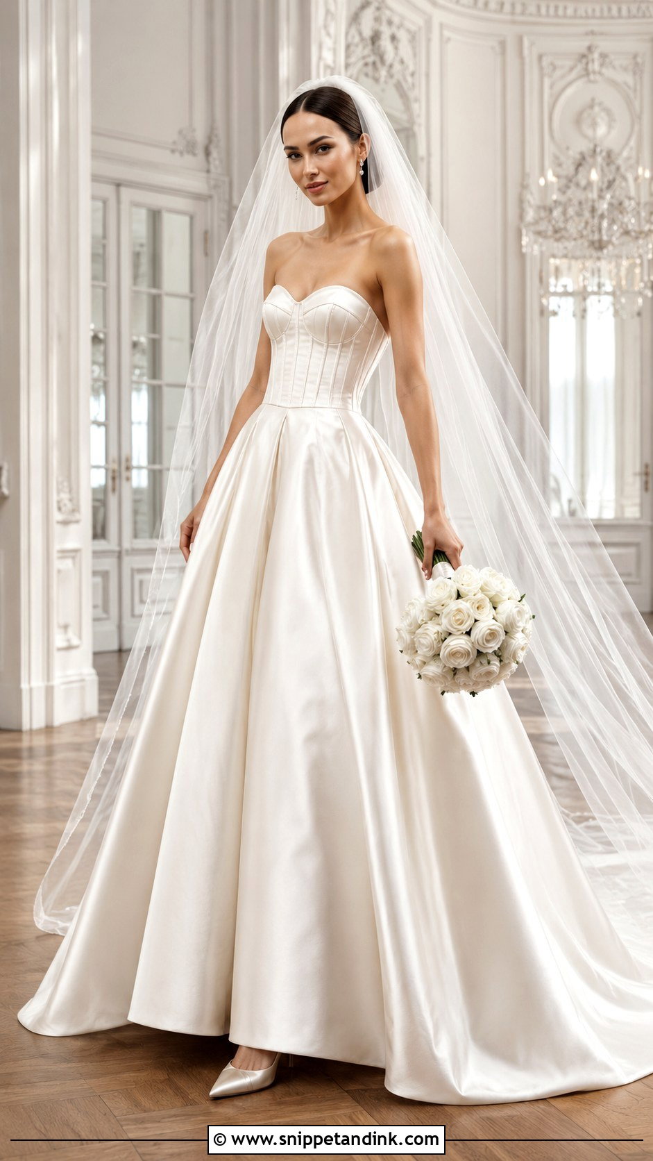 Watters Satin Basque Waist Ball Gown - Snippet and Ink - 20 Watters Wedding Dress Ideas