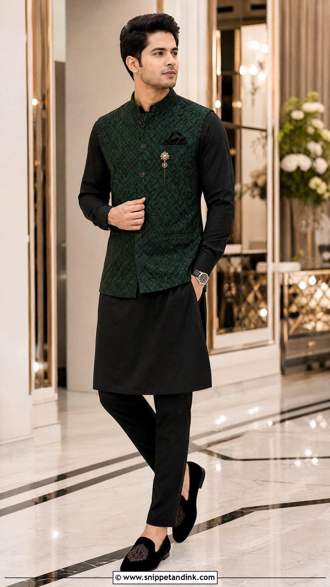 Wedding Brother Black Kurta And Jacket Outfit - Snippet and Ink - 20 Wedding Brothers Outfit Ideas