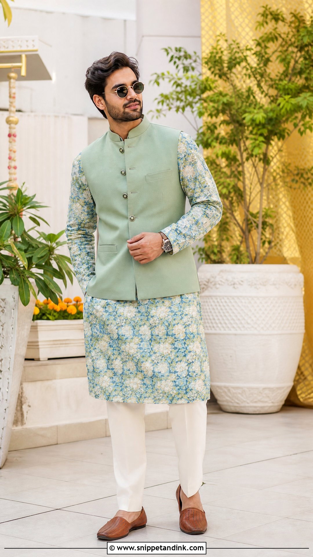 Wedding Brother Floral Kurta Outfit - Snippet and Ink - 20 Wedding Brothers Outfit Ideas