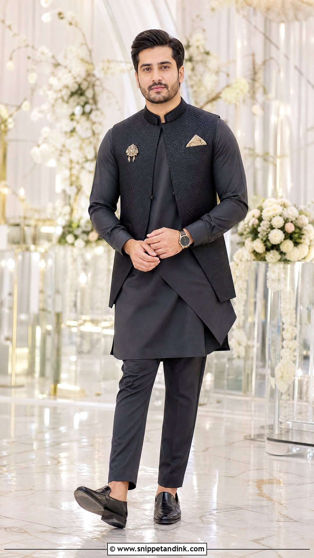 Wedding Brother Indo Western Draped Kurta Outfit - Snippet and Ink - 20 Wedding Brothers Outfit Ideas