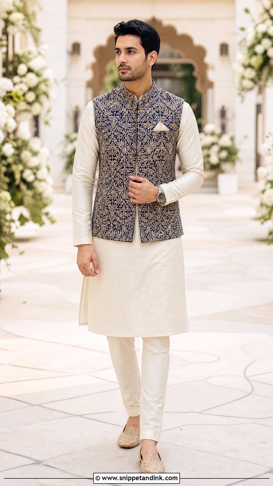 Wedding Brother Kurta And Embroidered Waistcoat Outfit - Snippet and Ink - 20 Wedding Brothers Outfit Ideas