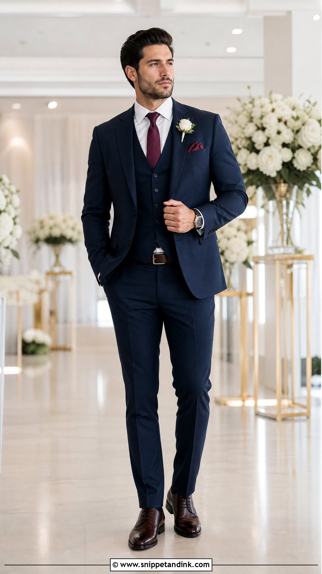 Wedding Brother Navy Three Piece Suit Outfit - Snippet and Ink - 20 Wedding Brothers Outfit Ideas