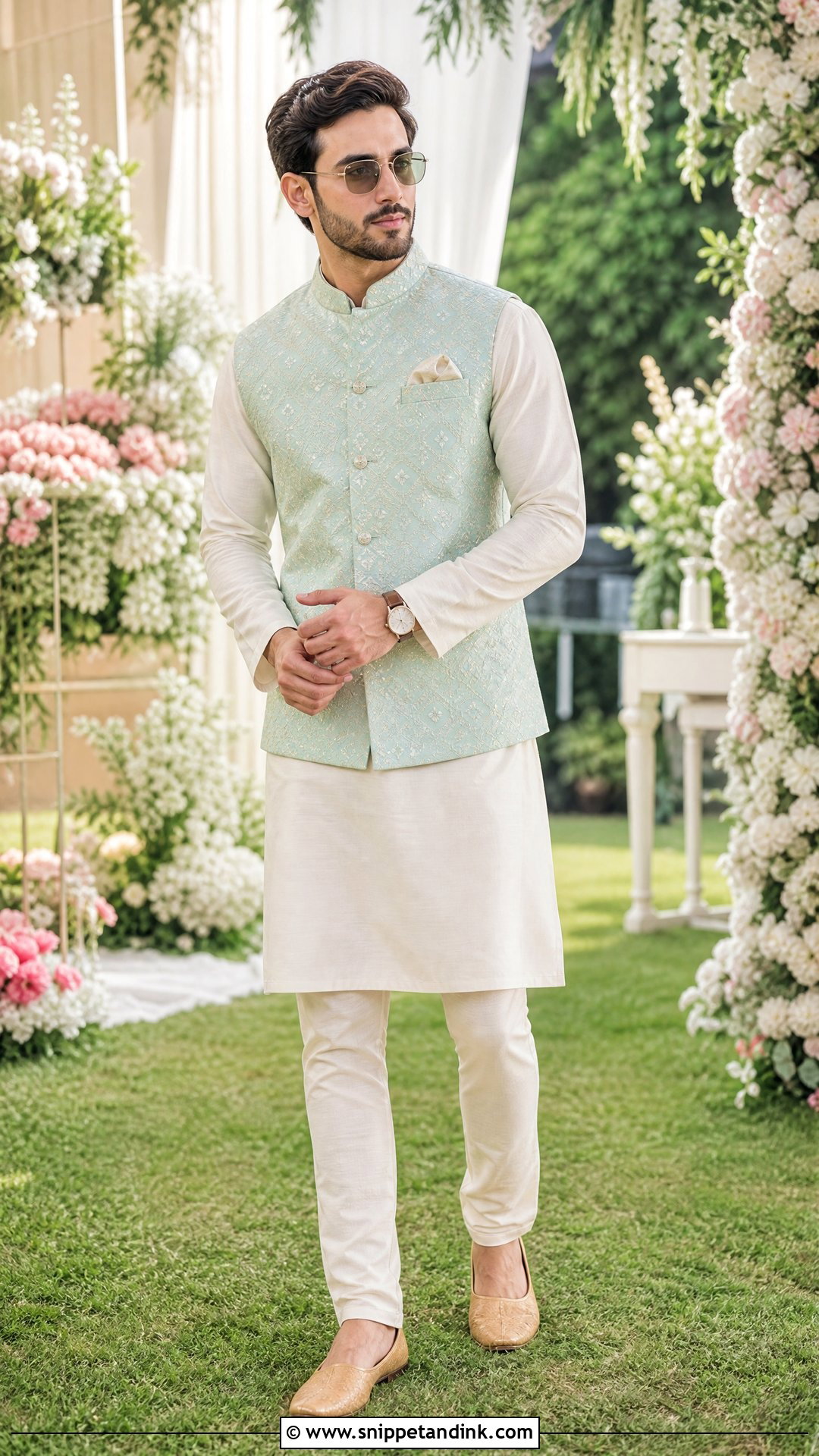 Wedding Brother Pastel Kurta And Nehru Jacket Outfit - Snippet and Ink - 20 Wedding Brothers Outfit Ideas