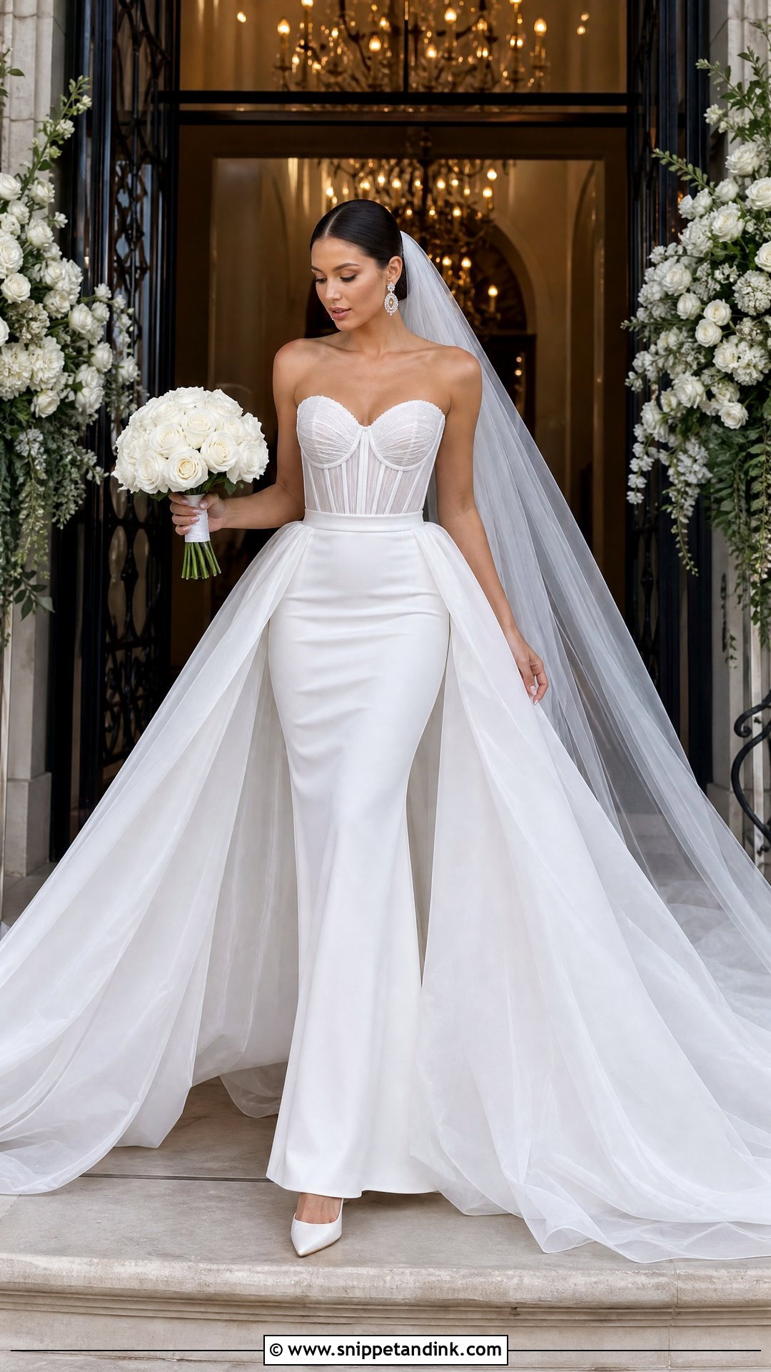 Wedding Corset Top With Detachable Overskirt - Snippet and Ink - 20 Wedding Corset Top Ideas