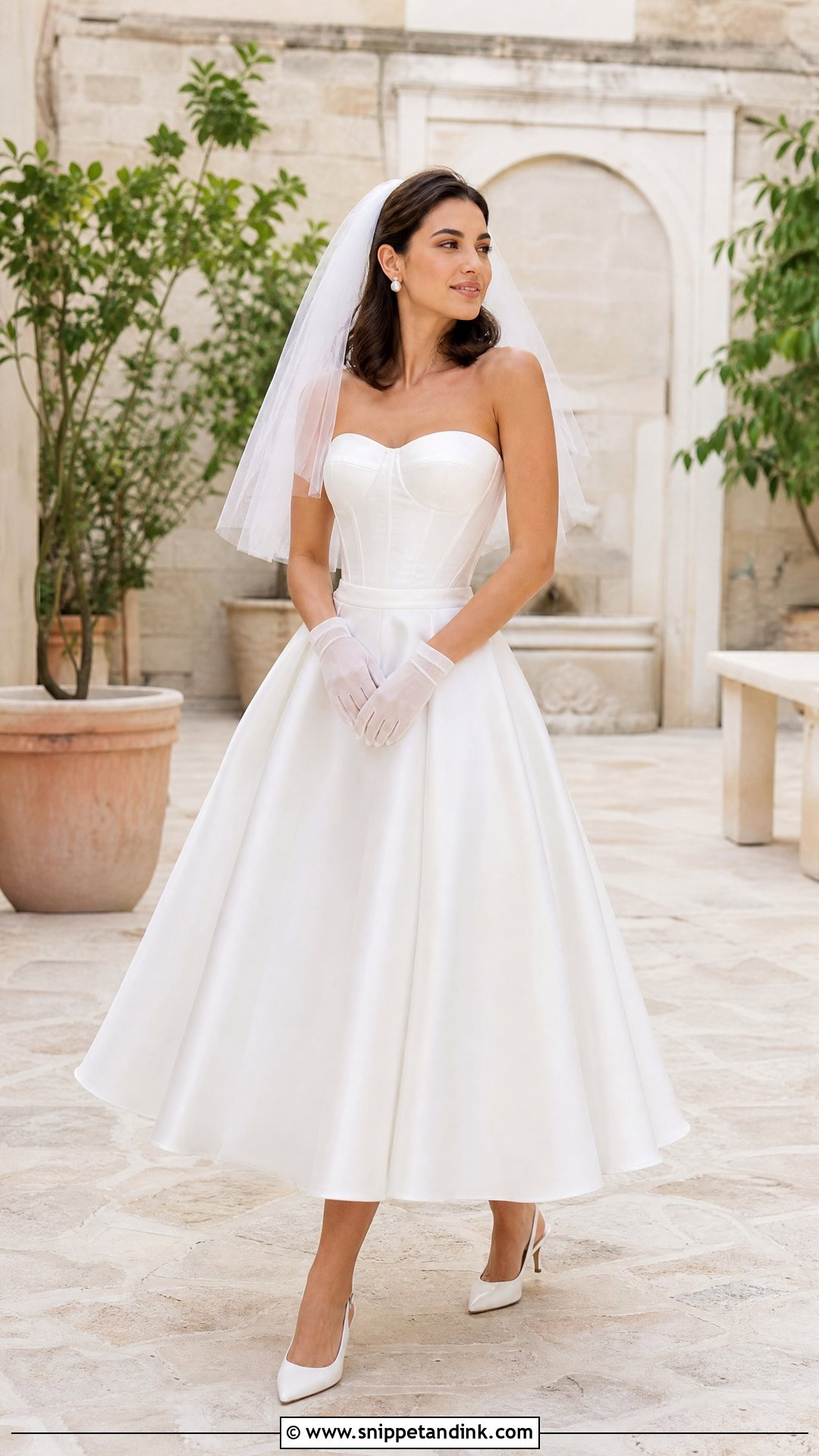 Wedding Corset Top With Tea Length Skirt - Snippet and Ink - 20 Wedding Corset Top Ideas