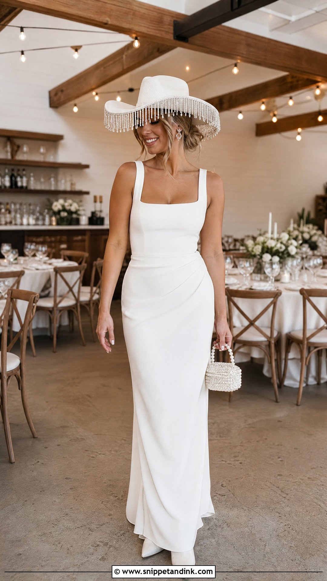 Wedding Cowgirl Hat With Pearl Fringe - Snippet and Ink - 20 Wedding Cowgirl Hat Ideas