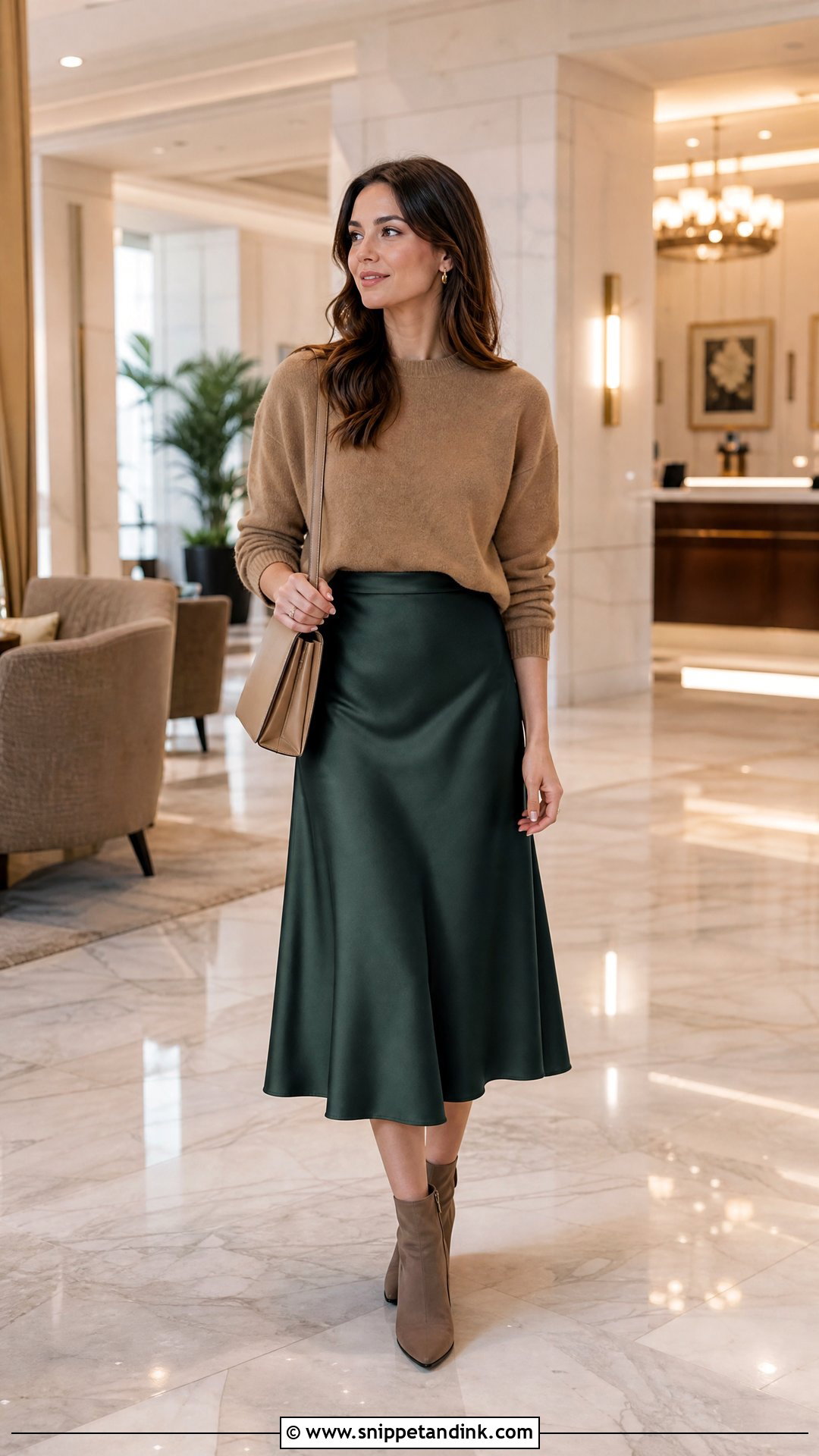Wedding Day 2 Sweater And Satin Skirt Outfit - Snippet and Ink - 20 Wedding Day 2 Outfit Ideas