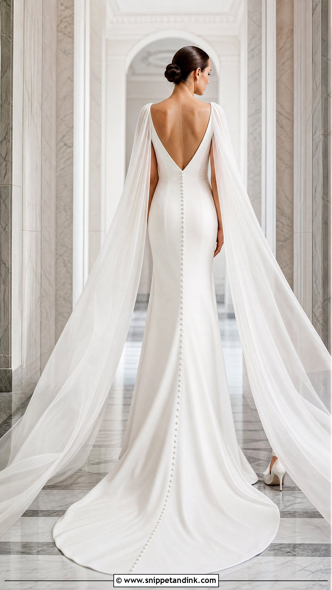 Wedding Dress Buttons With A Cape - Snippet and Ink - 20 Wedding Dress Buttons Ideas