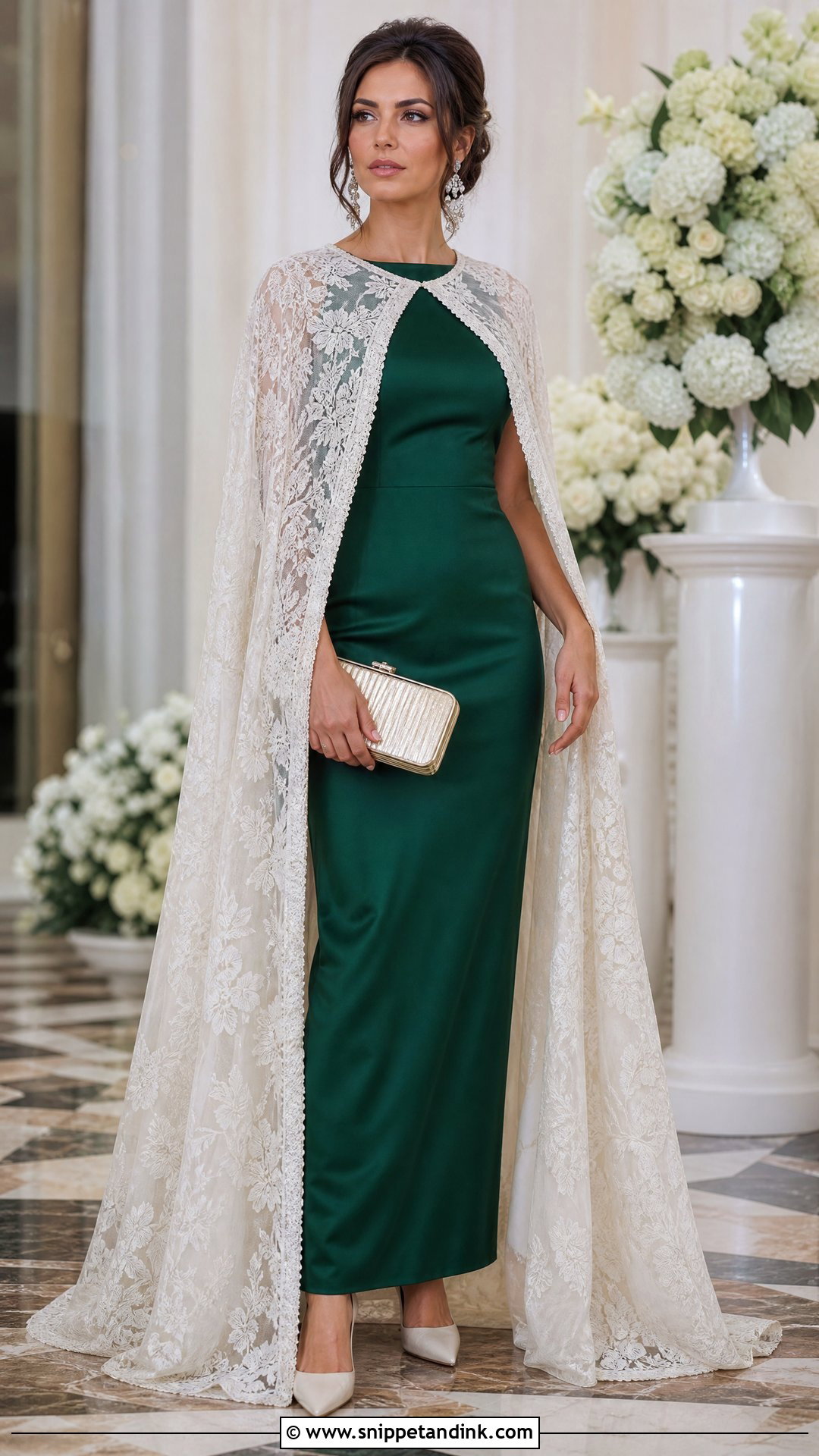 Wedding Dress Cape With Column Dress - Snippet and Ink - 20 Upcycle Wedding Dress Ideas