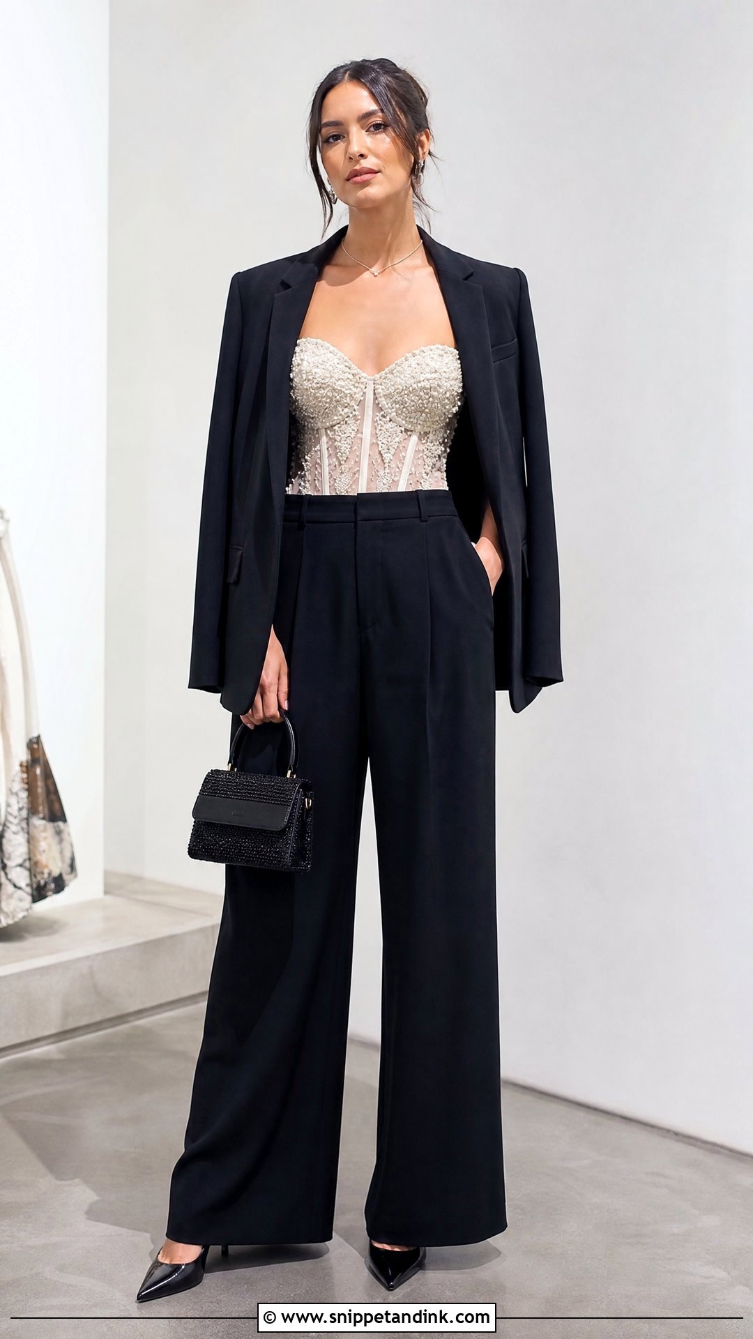 Wedding Dress Corset Top With Wide Leg Pants - Snippet and Ink - 20 Upcycle Wedding Dress Ideas