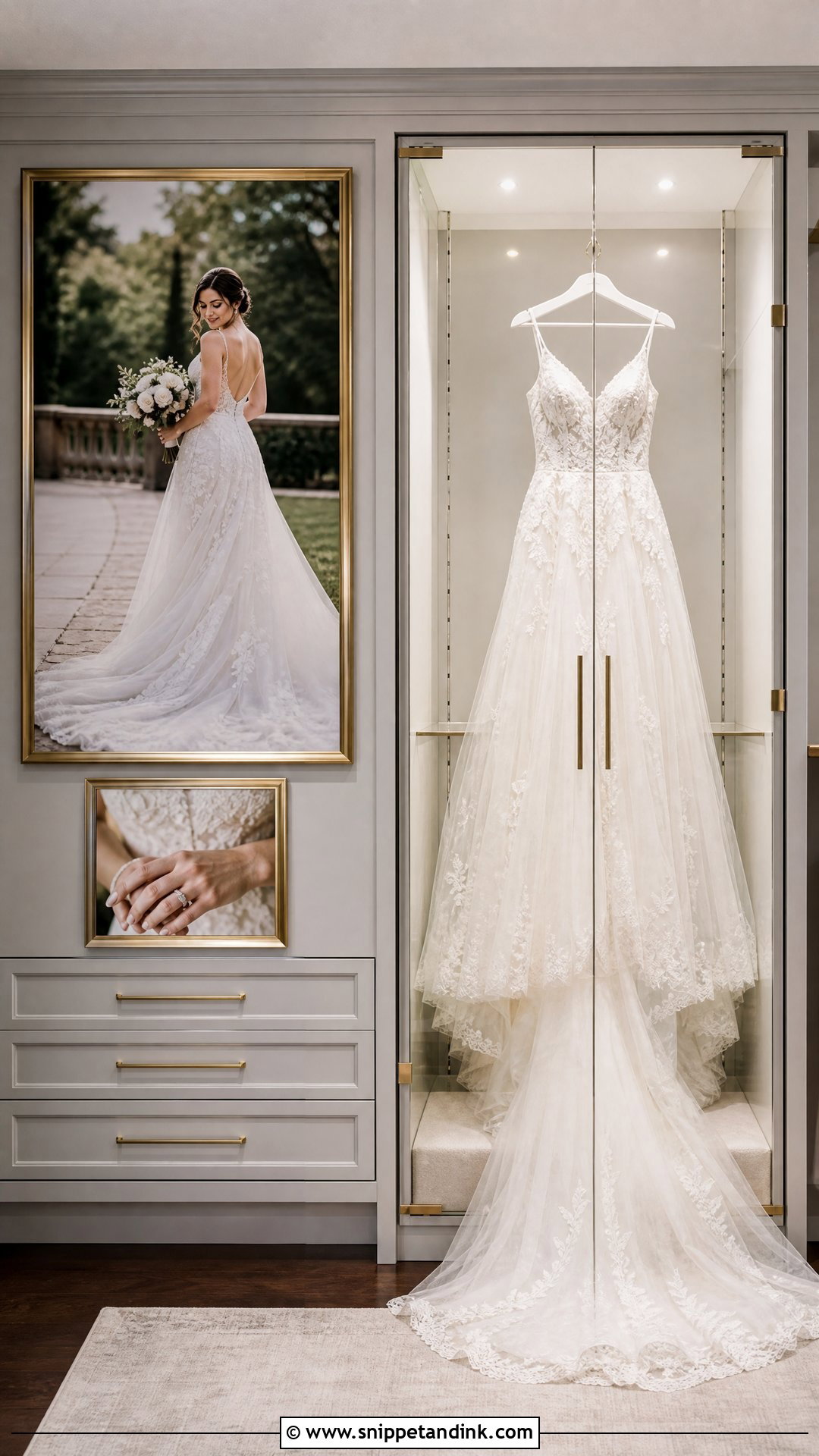 Wedding Dress Display With Wedding Photos - Snippet and Ink - 20 Wedding Dress Display in Closet Ideas