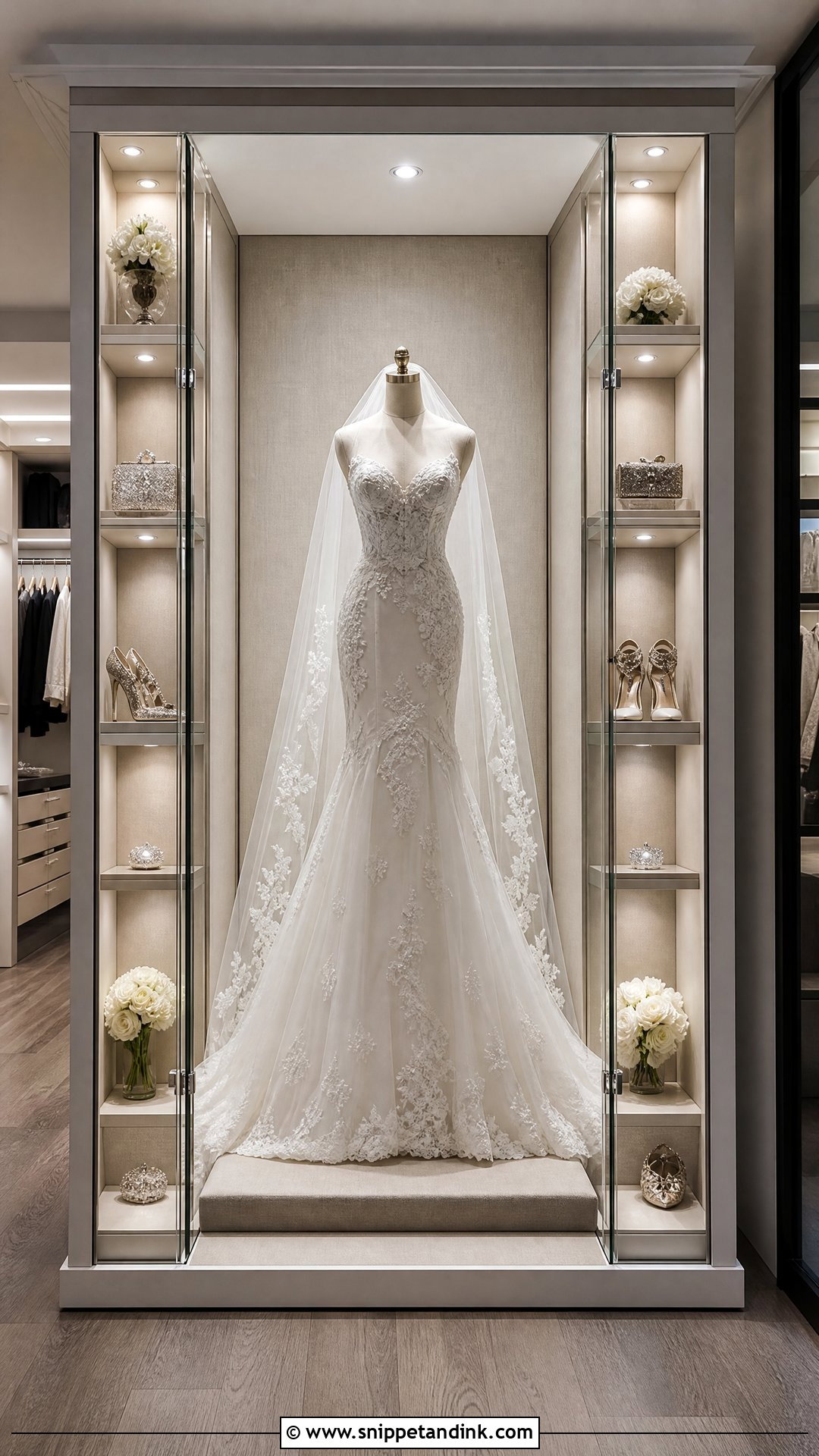 Wedding Dress Display in Closet Alcove - Snippet and Ink - 20 Wedding Dress Display in Closet Ideas