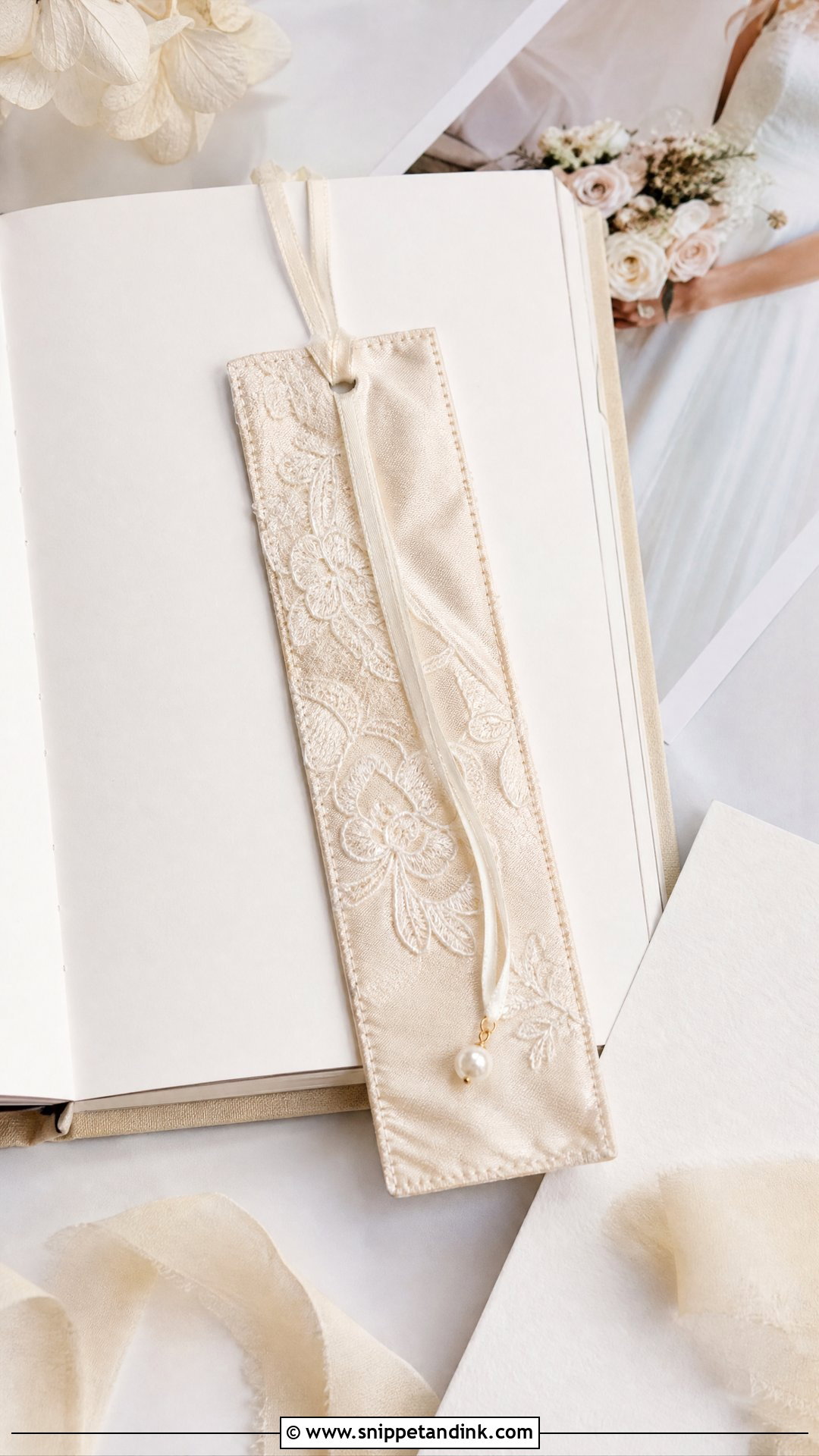 Wedding Dress Fabric Bookmark - Snippet and Ink - 25 Wedding Dress Keepsake Ideas