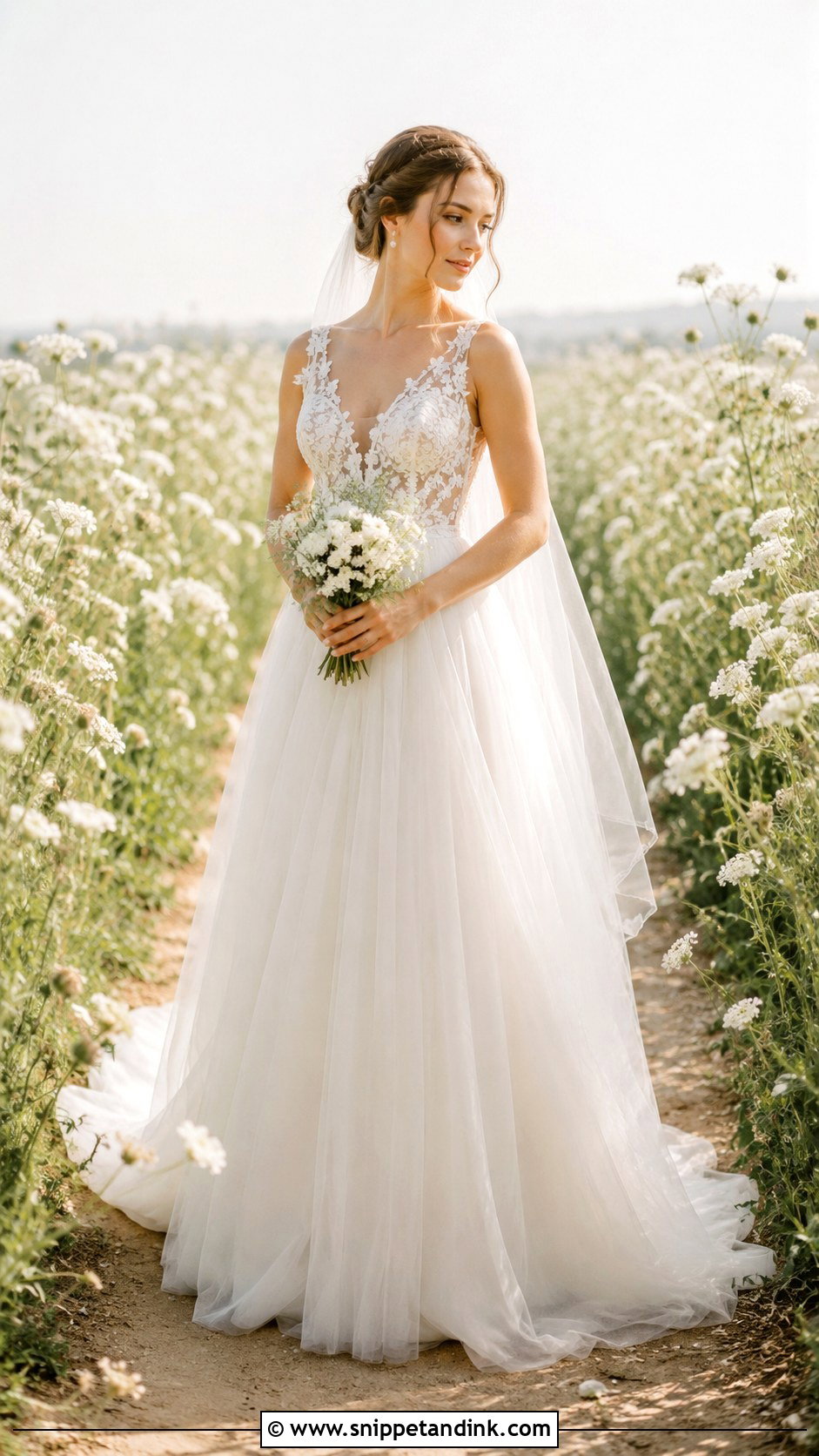 Wedding Dress Flower Field Photoshoot - Snippet and Ink - 25 Wedding Dress Photoshoot Ideas