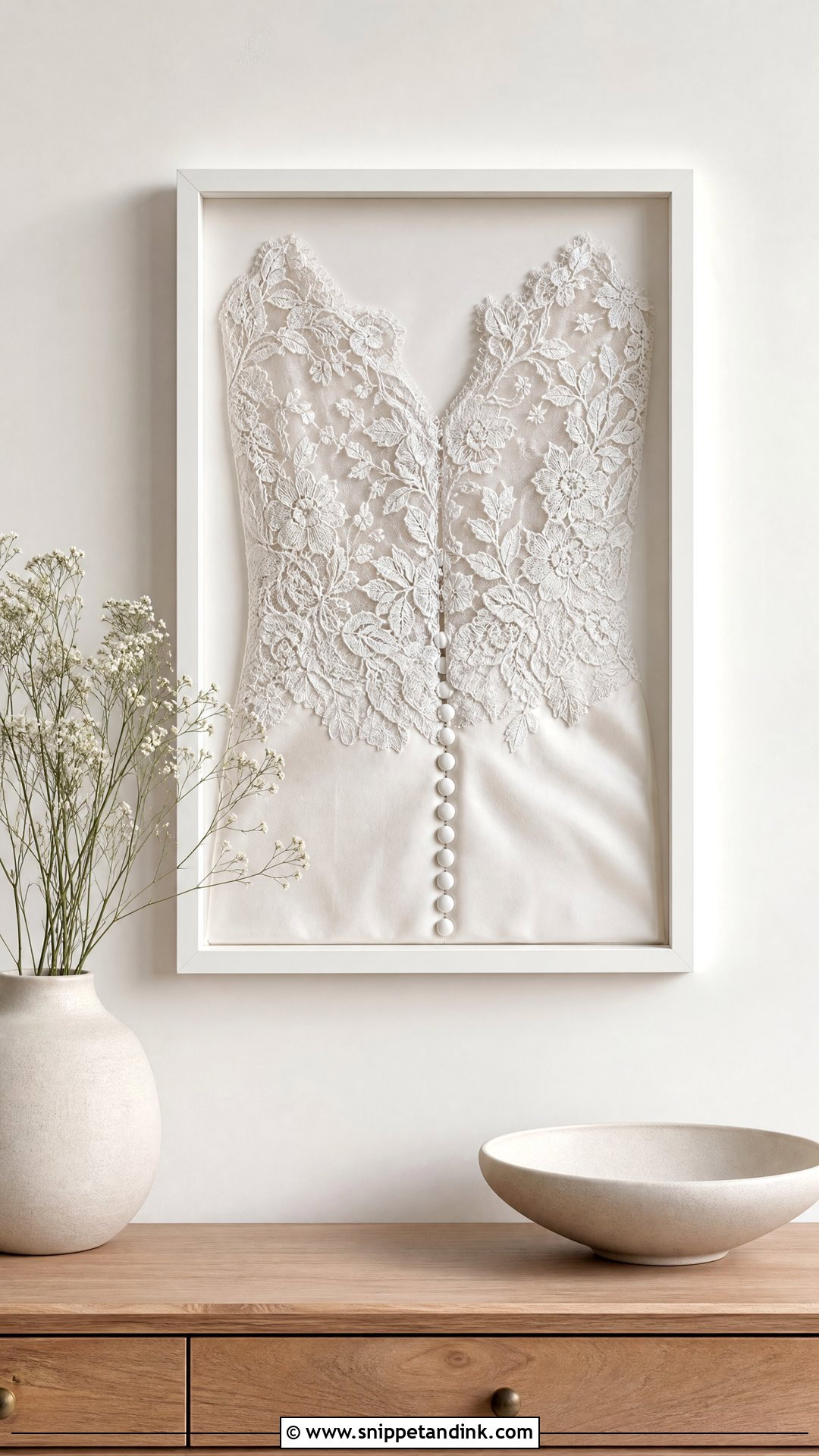 Wedding Dress Framed Fabric Art - Snippet and Ink - 25 Wedding Dress Keepsake Ideas