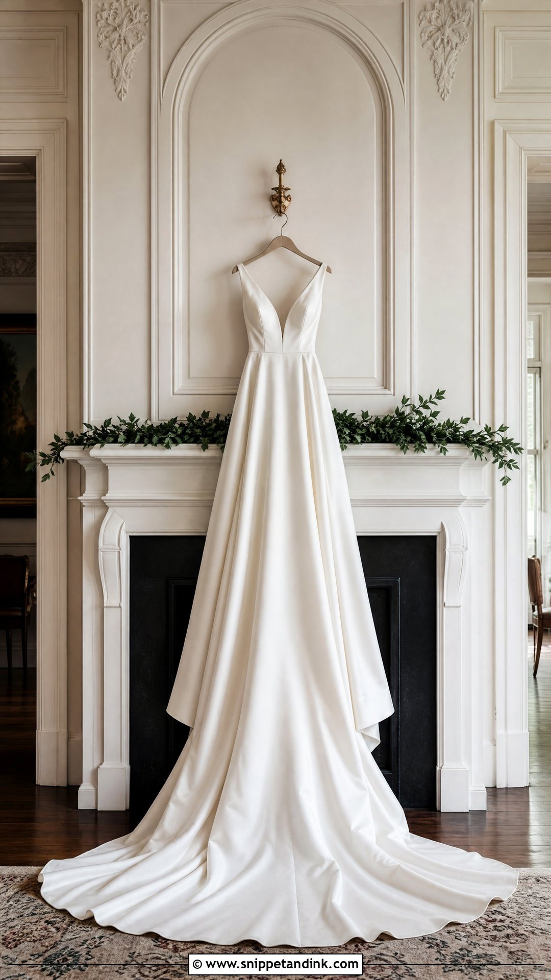 Wedding Dress Hanging Above A Fireplace - Snippet and Ink - 20 Wedding Dress Hanging Ideas
