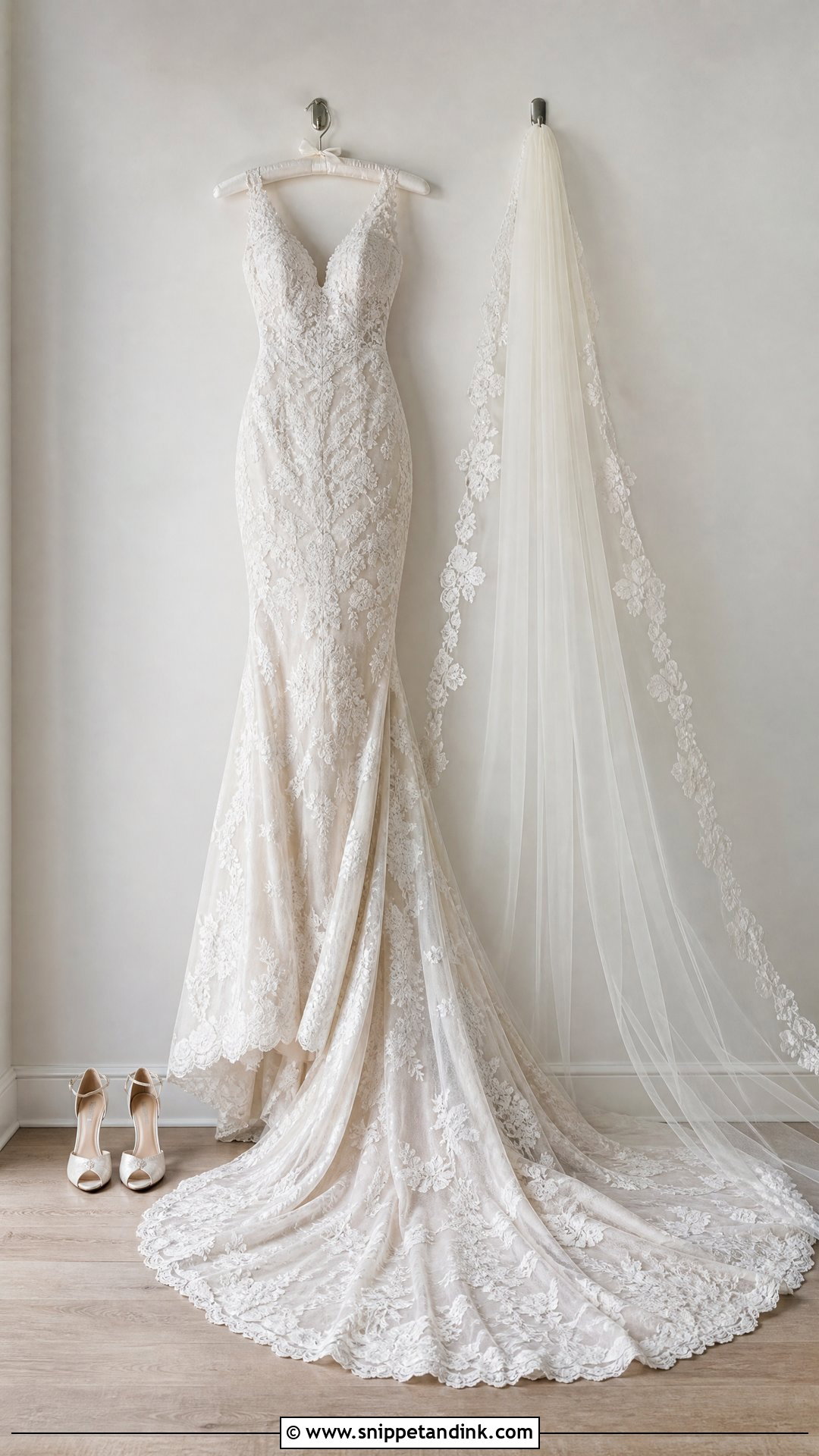 Wedding Dress Hanging With The Veil - Snippet and Ink - 20 Wedding Dress Hanging Ideas