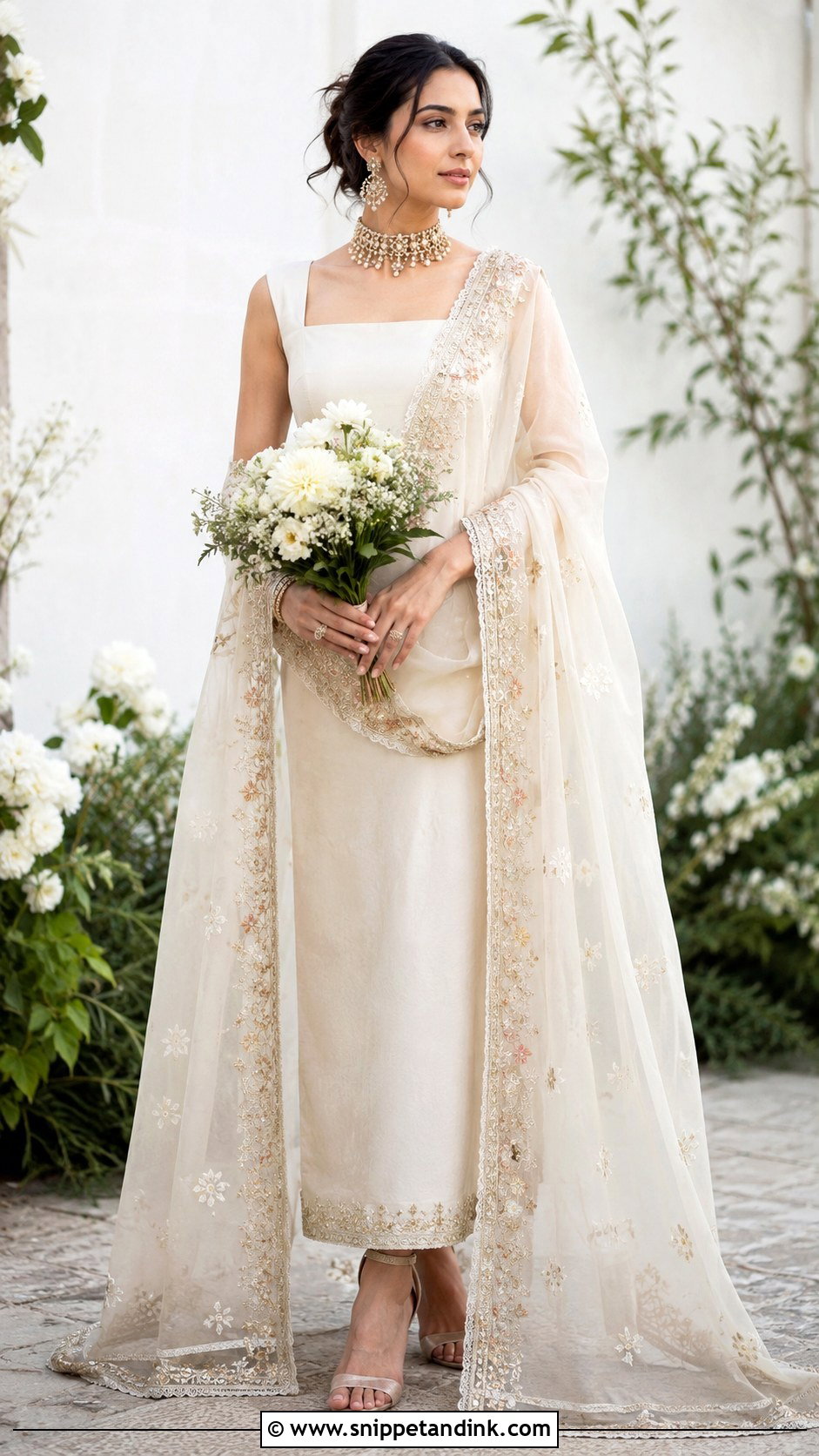 Wedding Dress Scarf With Dupatta Inspired Look - Snippet and Ink - 25 Wedding Dress Scarf Ideas