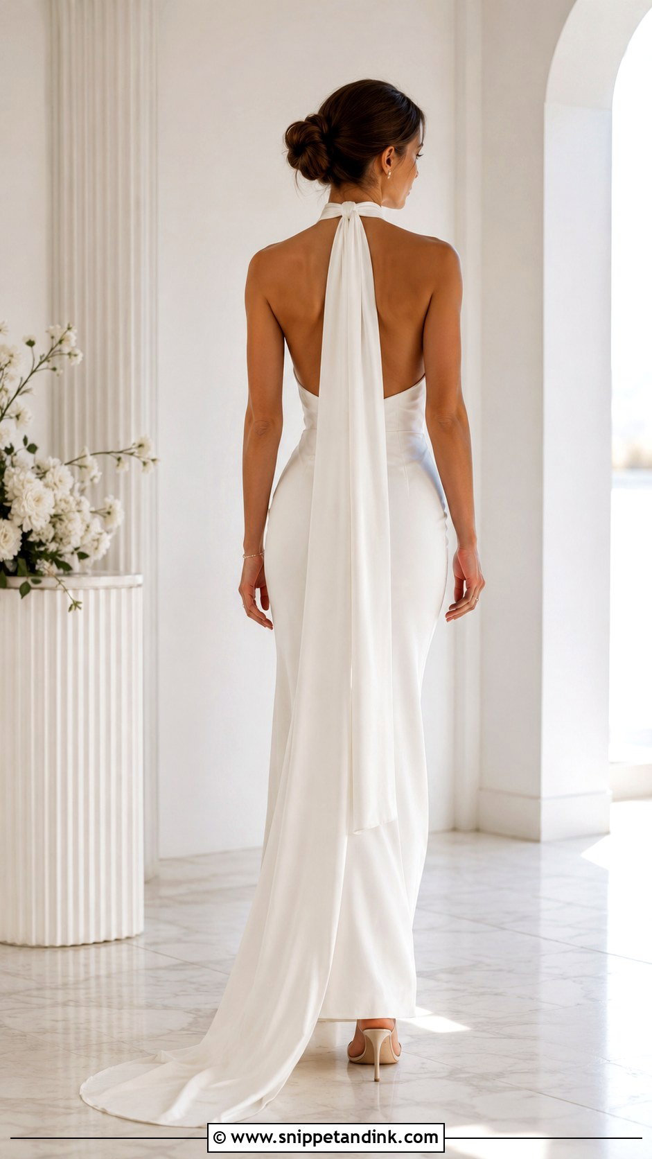 Wedding Dress Scarf With Halter Gown - Snippet and Ink - 25 Wedding Dress Scarf Ideas