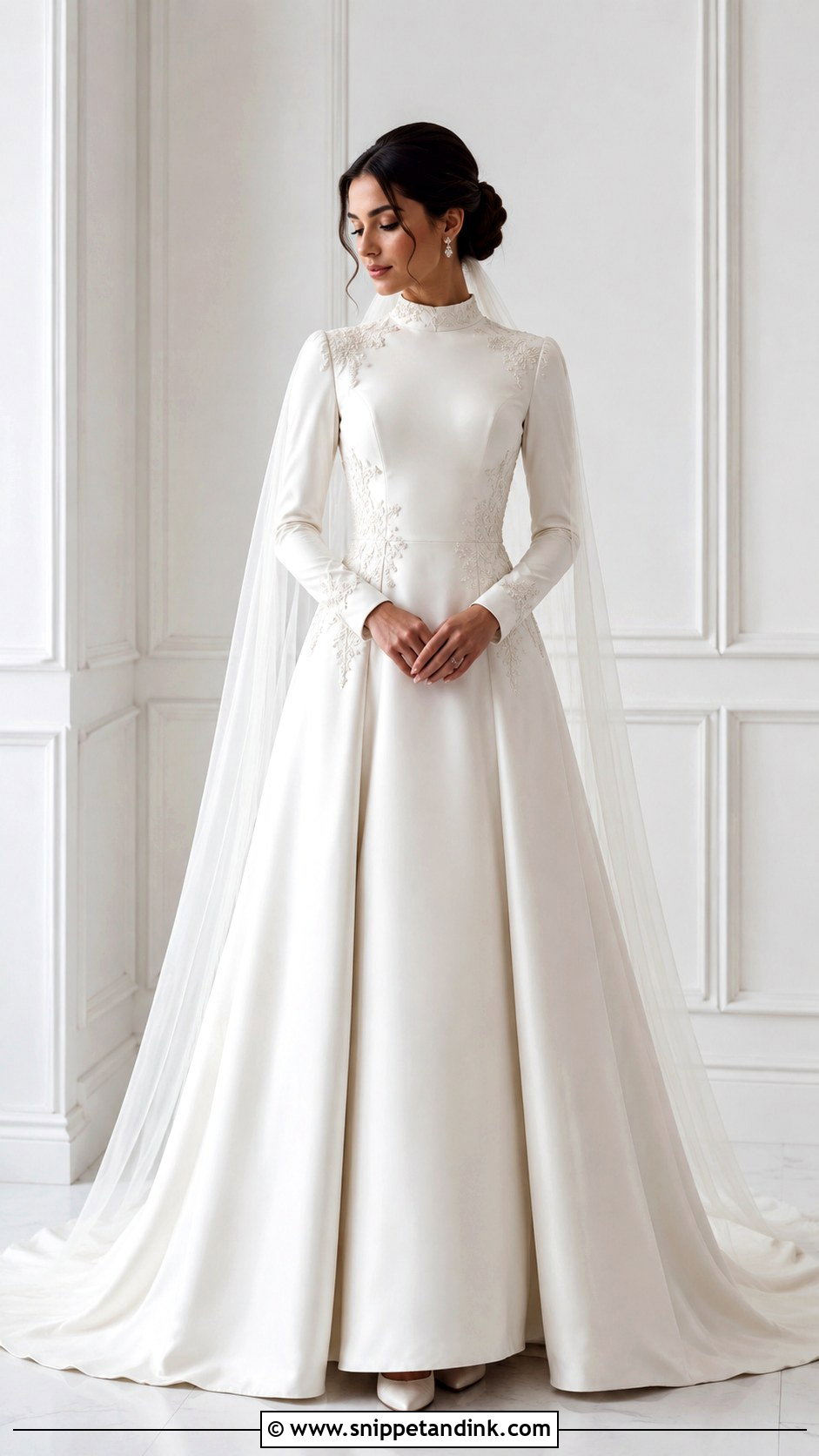 Wedding Dress Scarf With High Neck Gown - Snippet and Ink - 25 Wedding Dress Scarf Ideas