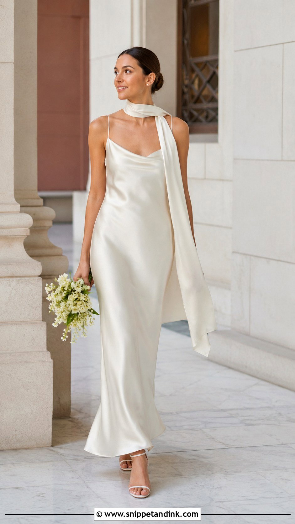Wedding Dress Scarf With Slip Dress - Snippet and Ink - 25 Wedding Dress Scarf Ideas