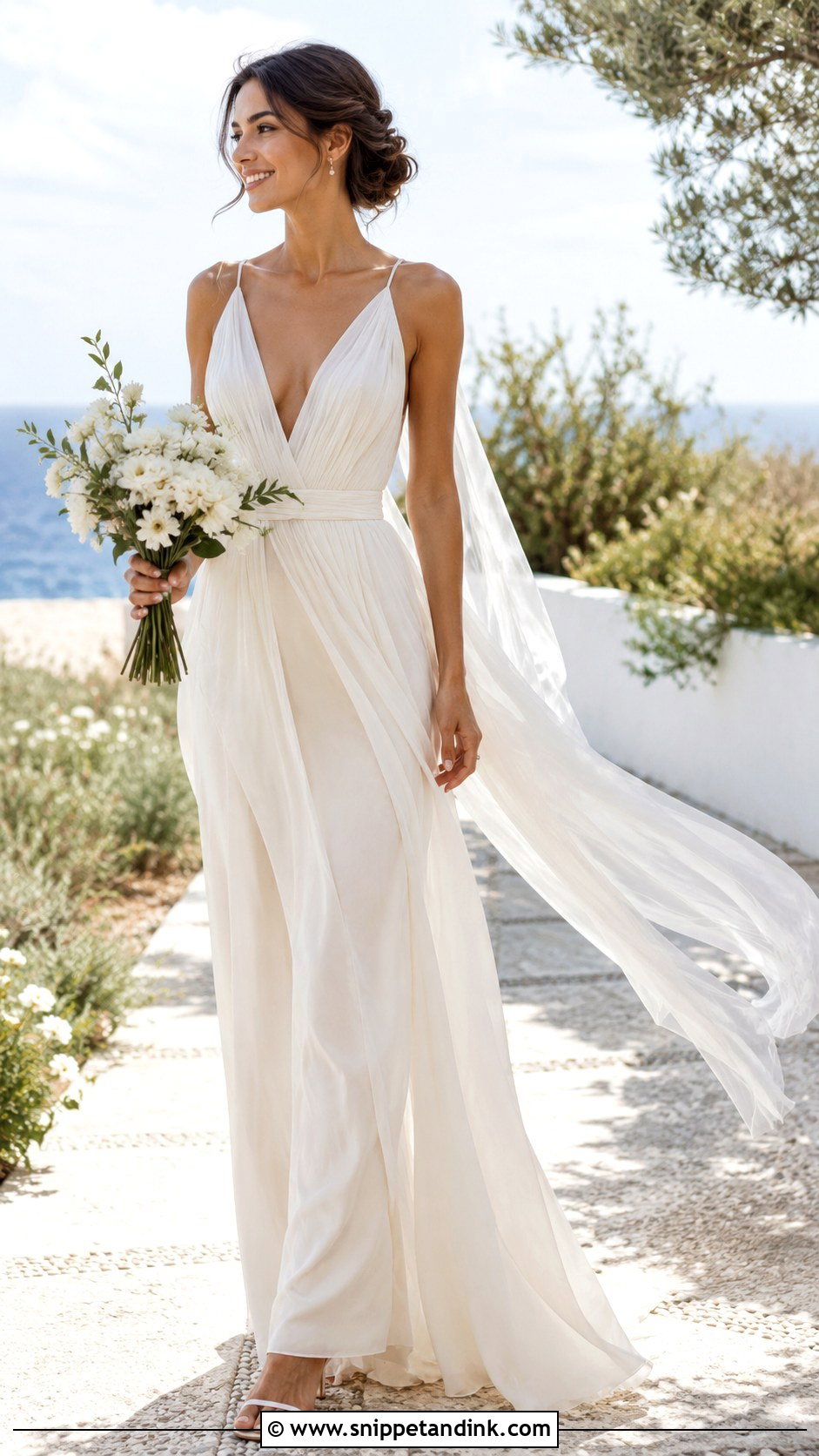 Wedding Dress Scarf With Summer Gown - Snippet and Ink - 25 Wedding Dress Scarf Ideas