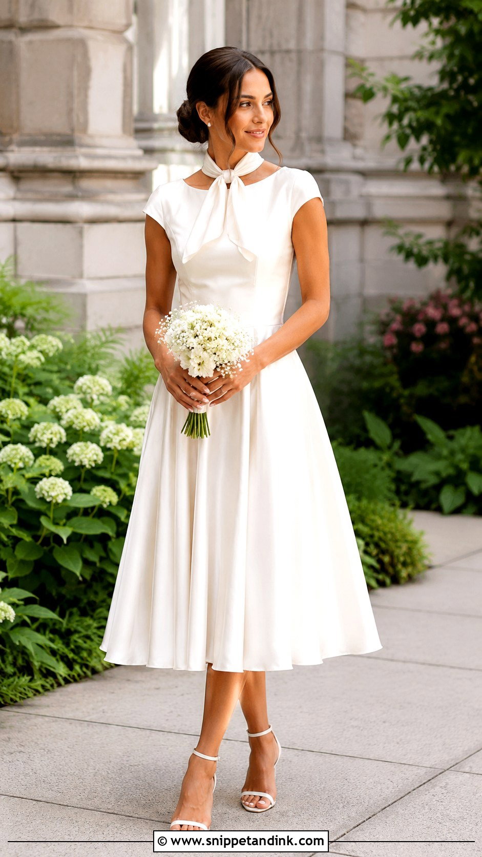 Wedding Dress Scarf With Tea Length Dress - Snippet and Ink - 25 Wedding Dress Scarf Ideas