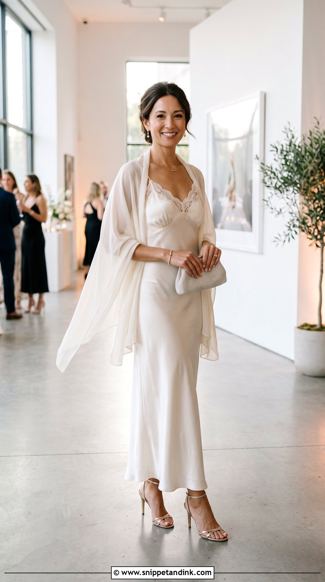 Wedding Dress Slip Dress With Metallic Heels - Snippet and Ink - 20 Upcycle Wedding Dress Ideas