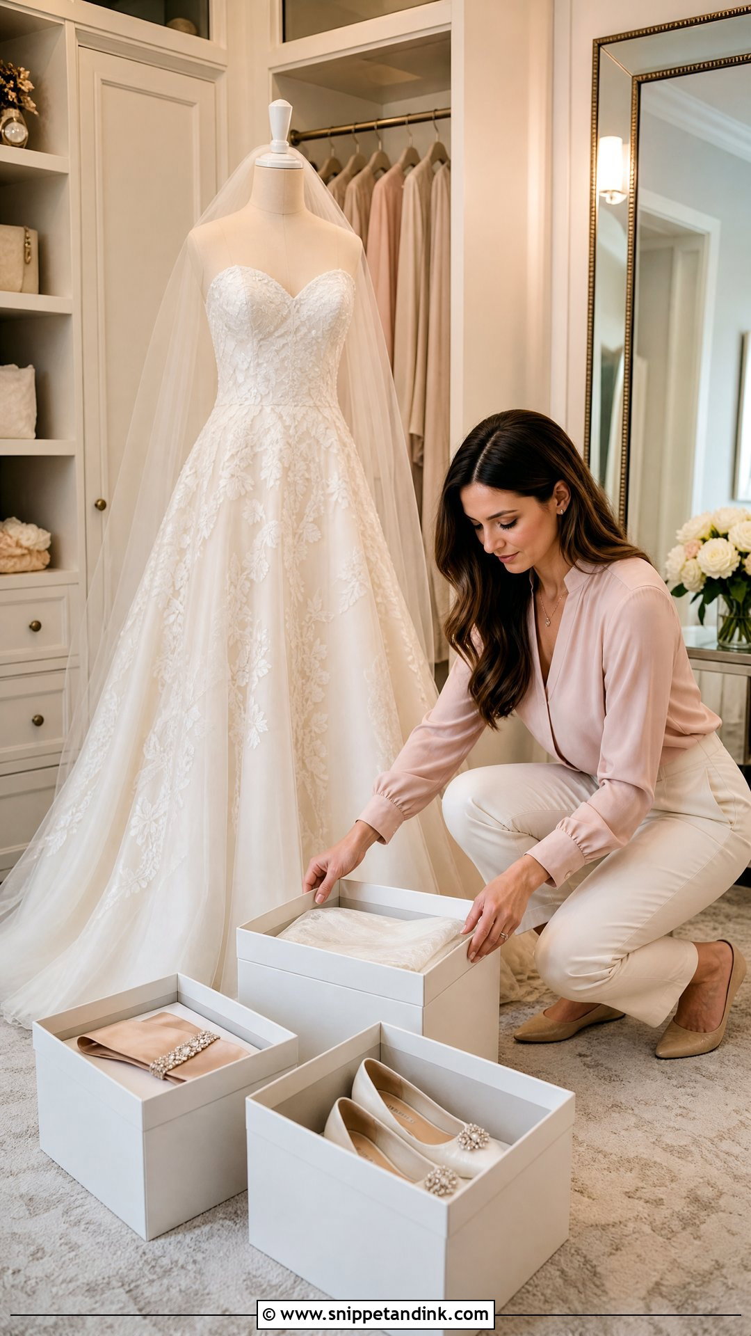 Wedding Dress Storage With Separate Accessories - Snippet and Ink - 20 Wedding Dress Storage Ideas