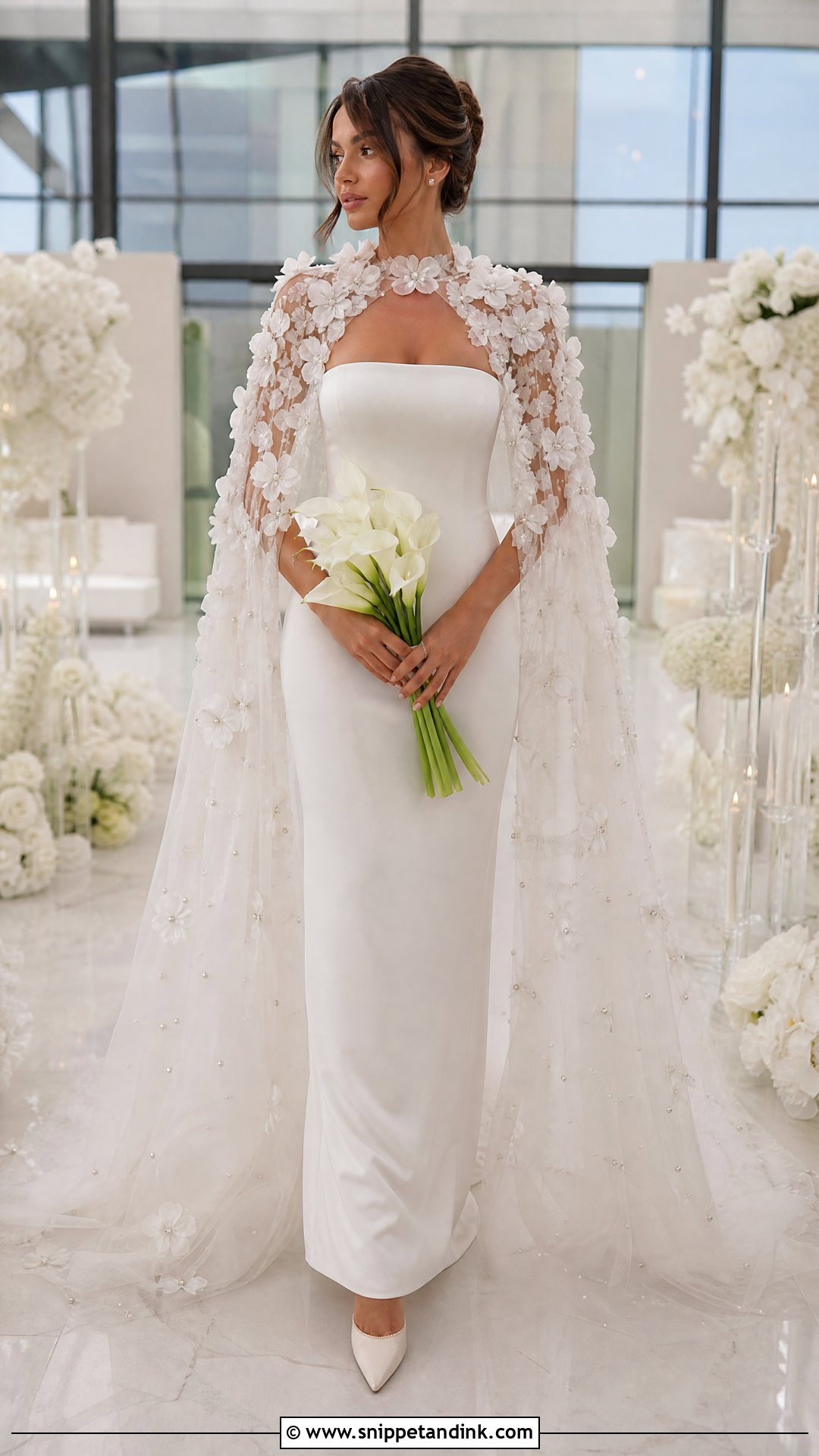 Wedding Dress With 3D Flower Cape - Snippet and Ink - 20 Wedding Dress 3d Flowers