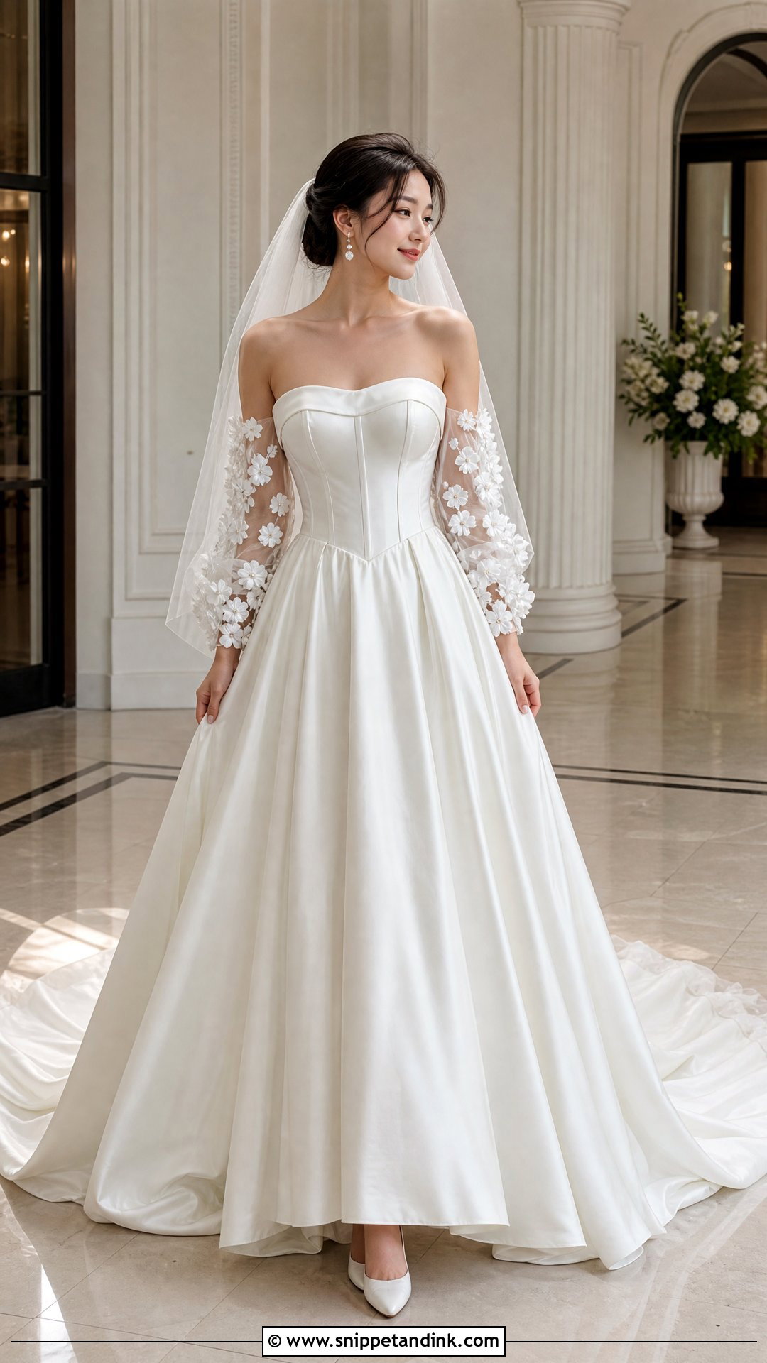 Wedding Dress With 3D Flower Sleeves - Snippet and Ink - 20 Wedding Dress 3d Flowers