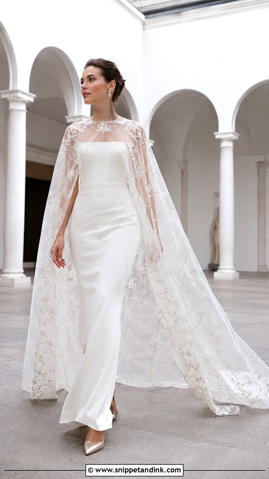 Wedding Dress With Artistic Cape - Snippet and Ink - 20 Artsy Wedding Dresses