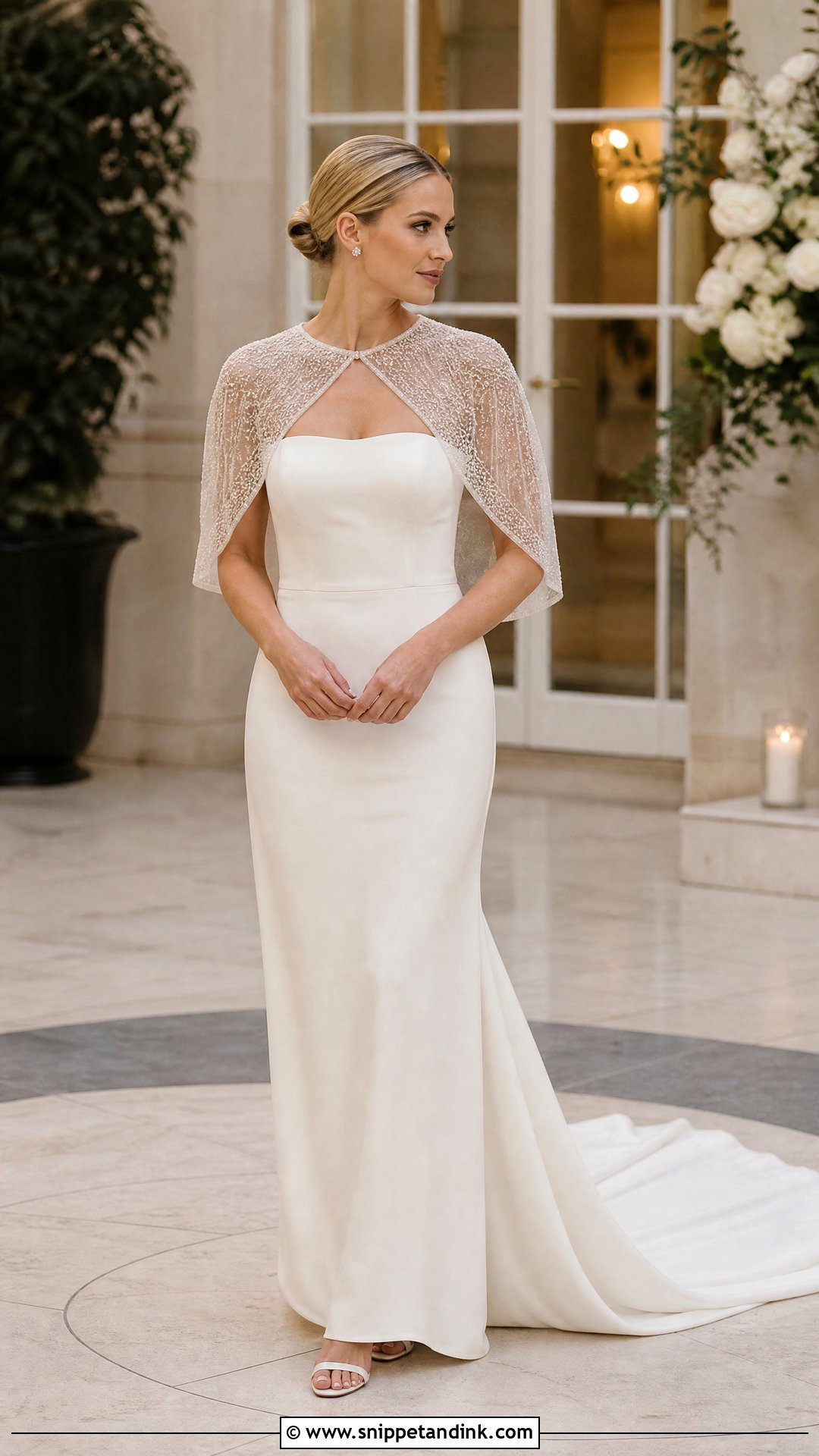 Wedding Dress With Beaded Capelet - Snippet and Ink - 25 Wedding Dress Cover Up Ideas