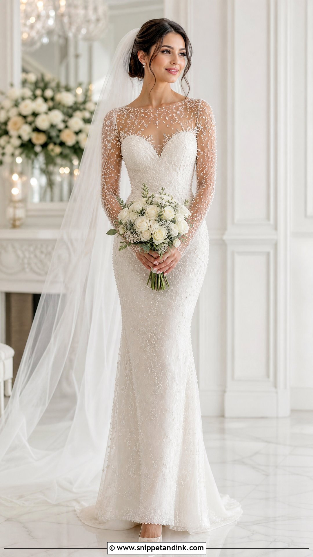 Wedding Dress With Beaded Illusion Sleeves - Snippet and Ink - 20 Add Sleeves to Wedding Dress