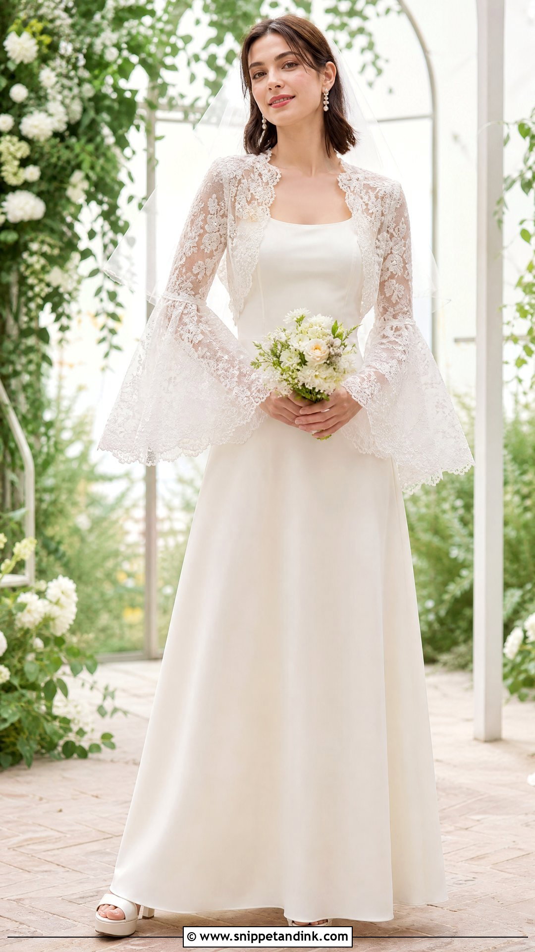Wedding Dress With Bell Sleeve Bolero - Snippet and Ink - 25 70s Style Wedding Dress Ideas
