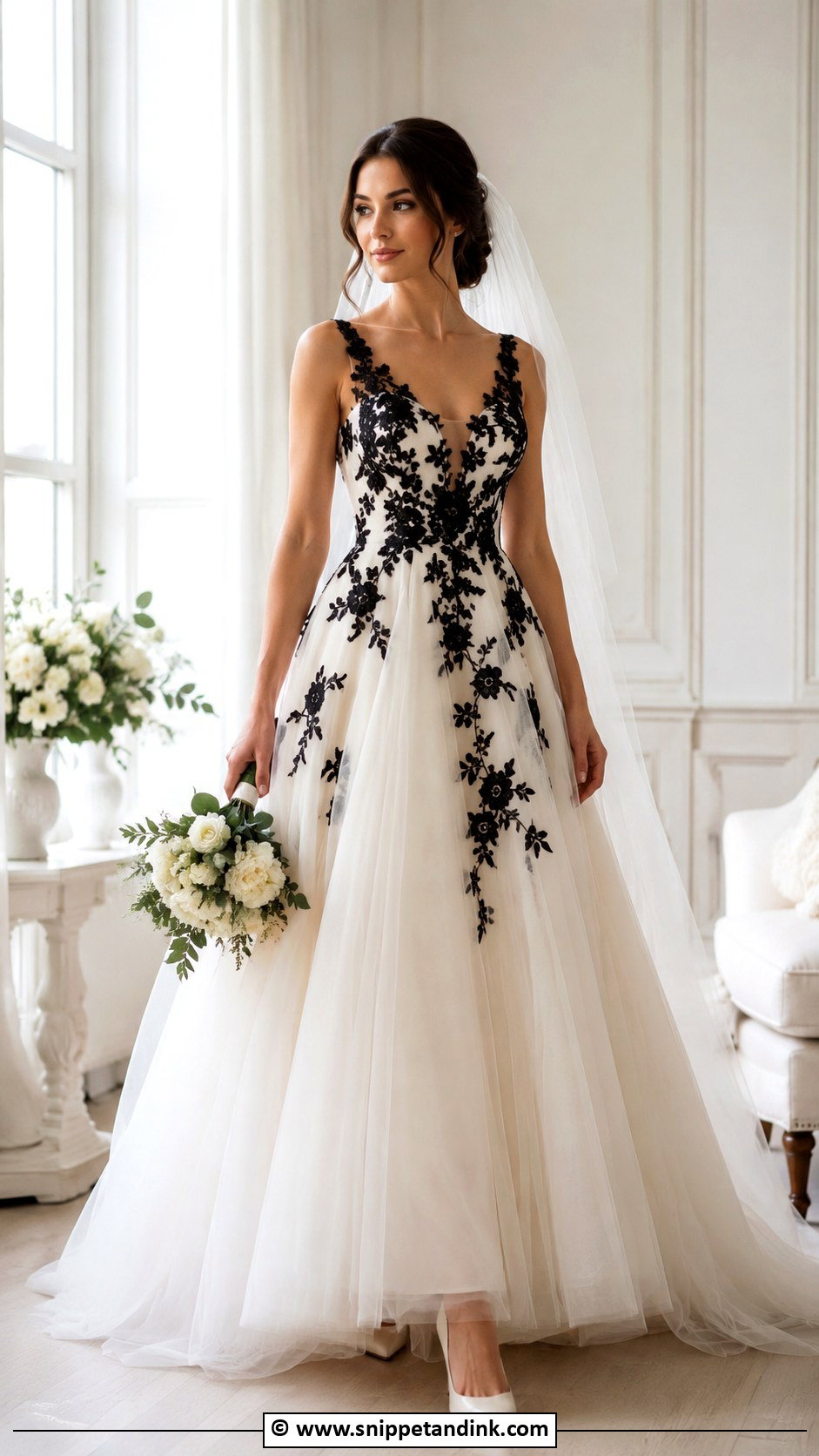 Wedding Dress With Black Appliques - Snippet and Ink - 25 Wedding Dress with Black Accents Ideas