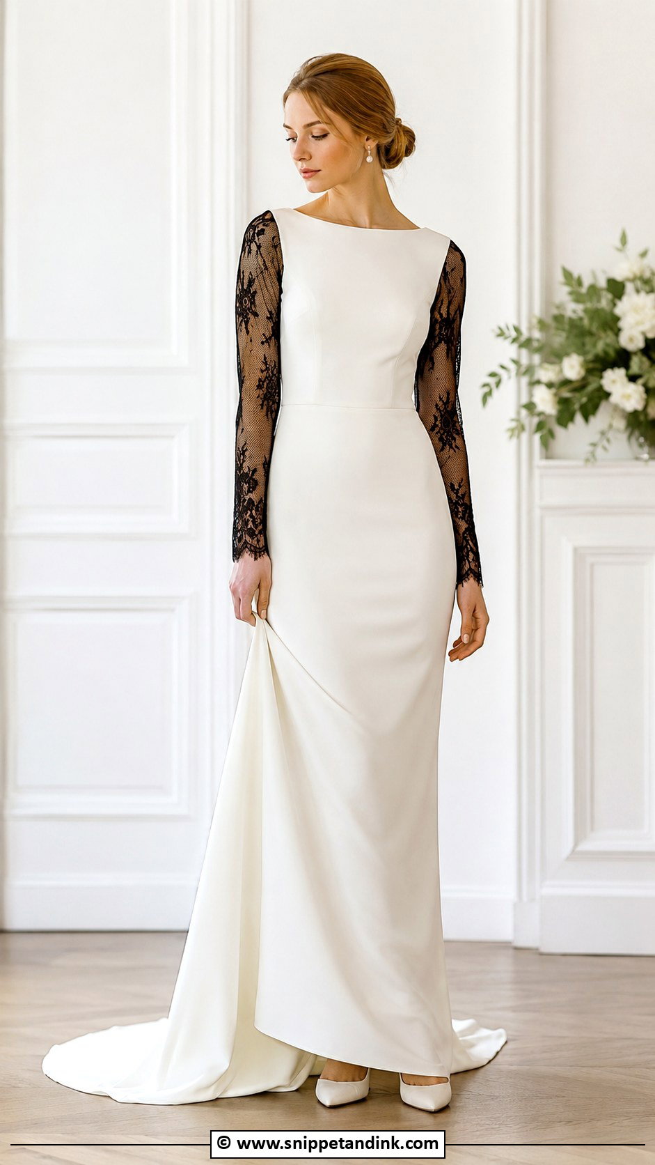 Wedding Dress With Black Lace Sleeves - Snippet and Ink - 25 Wedding Dress with Black Accents Ideas