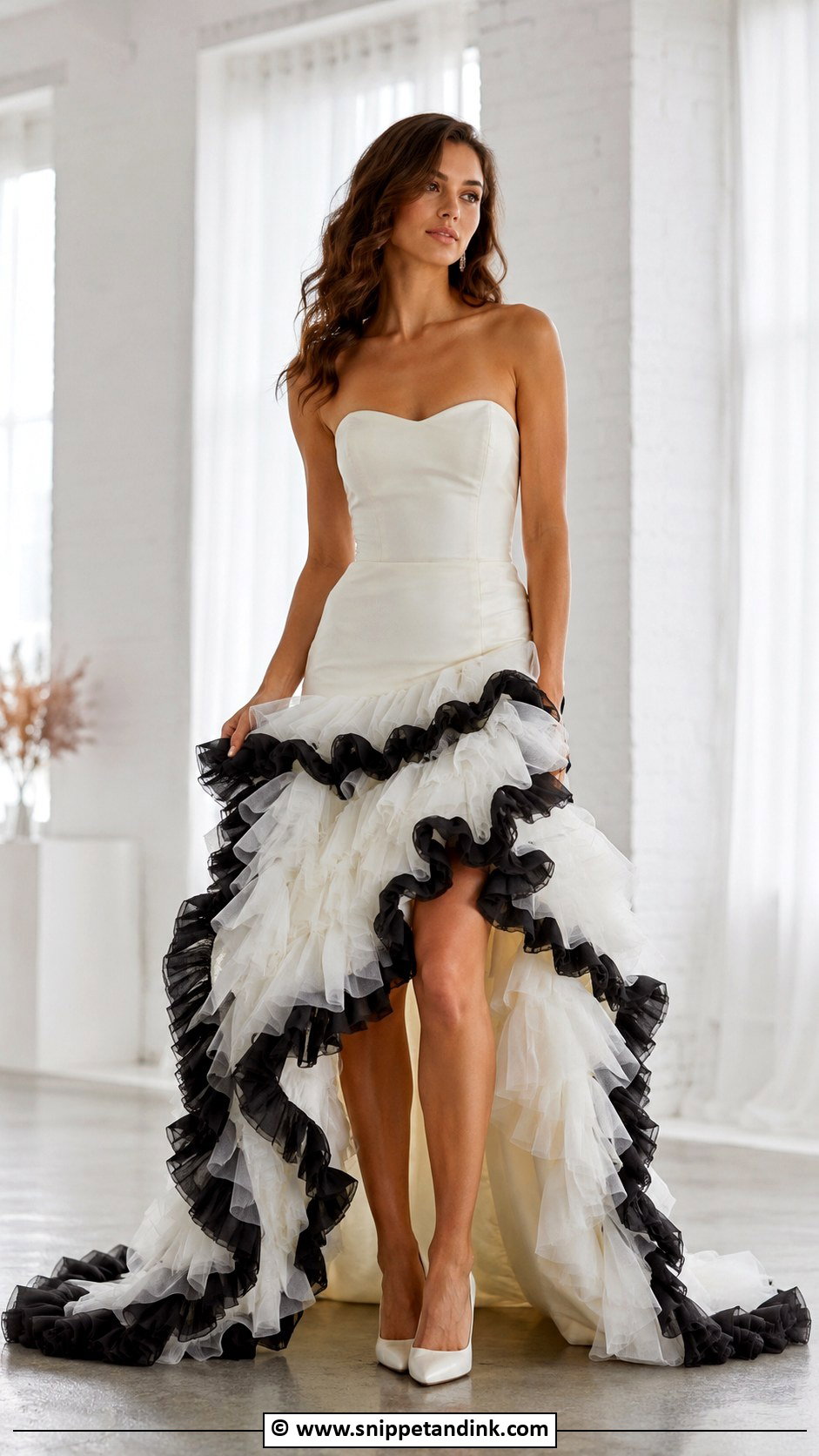 Wedding Dress With Black Ruffle Skirt - Snippet and Ink - 25 Wedding Dress with Black Accents Ideas